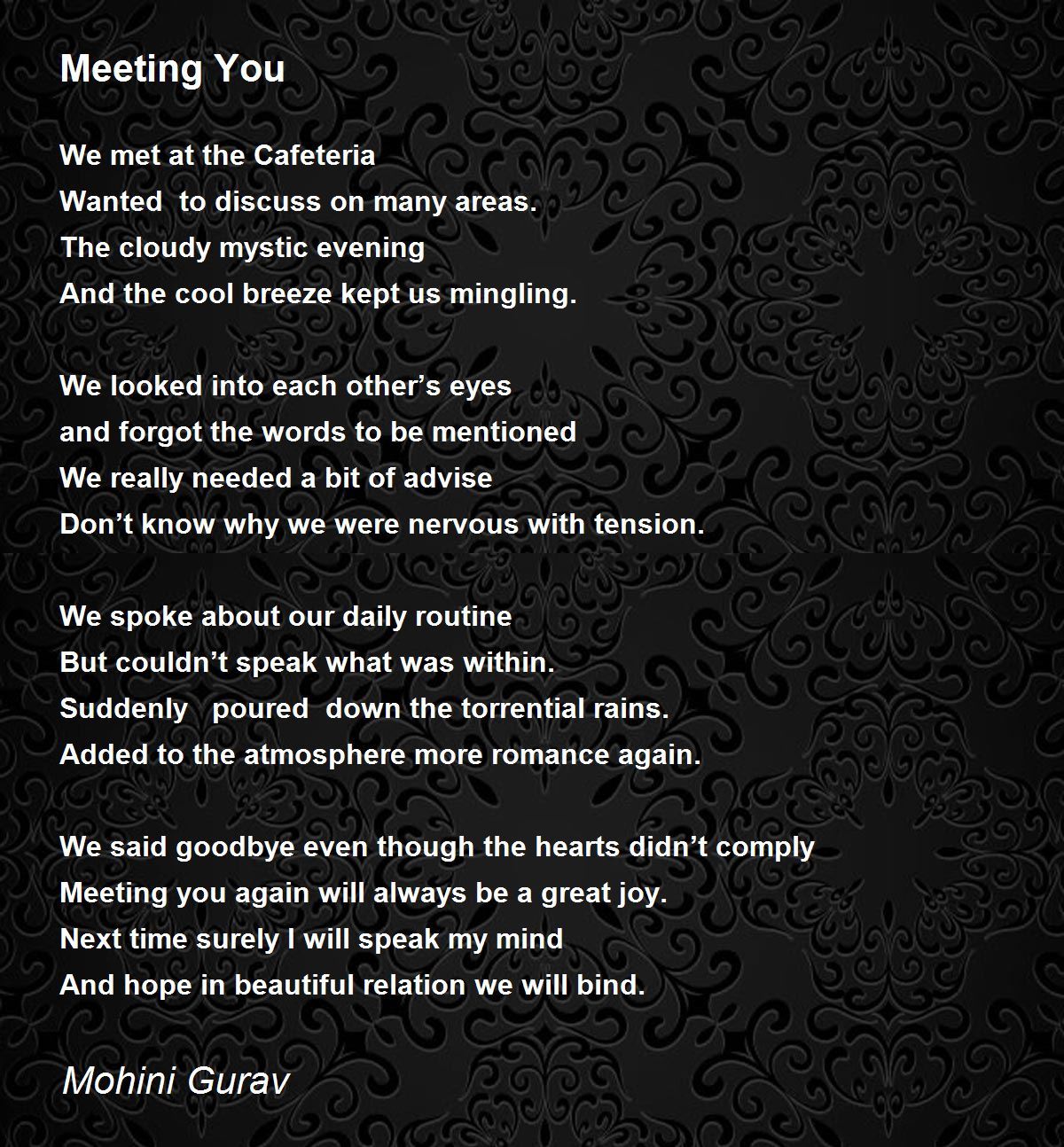 Meeting You Poem by Mohini Gurav Poem Hunter