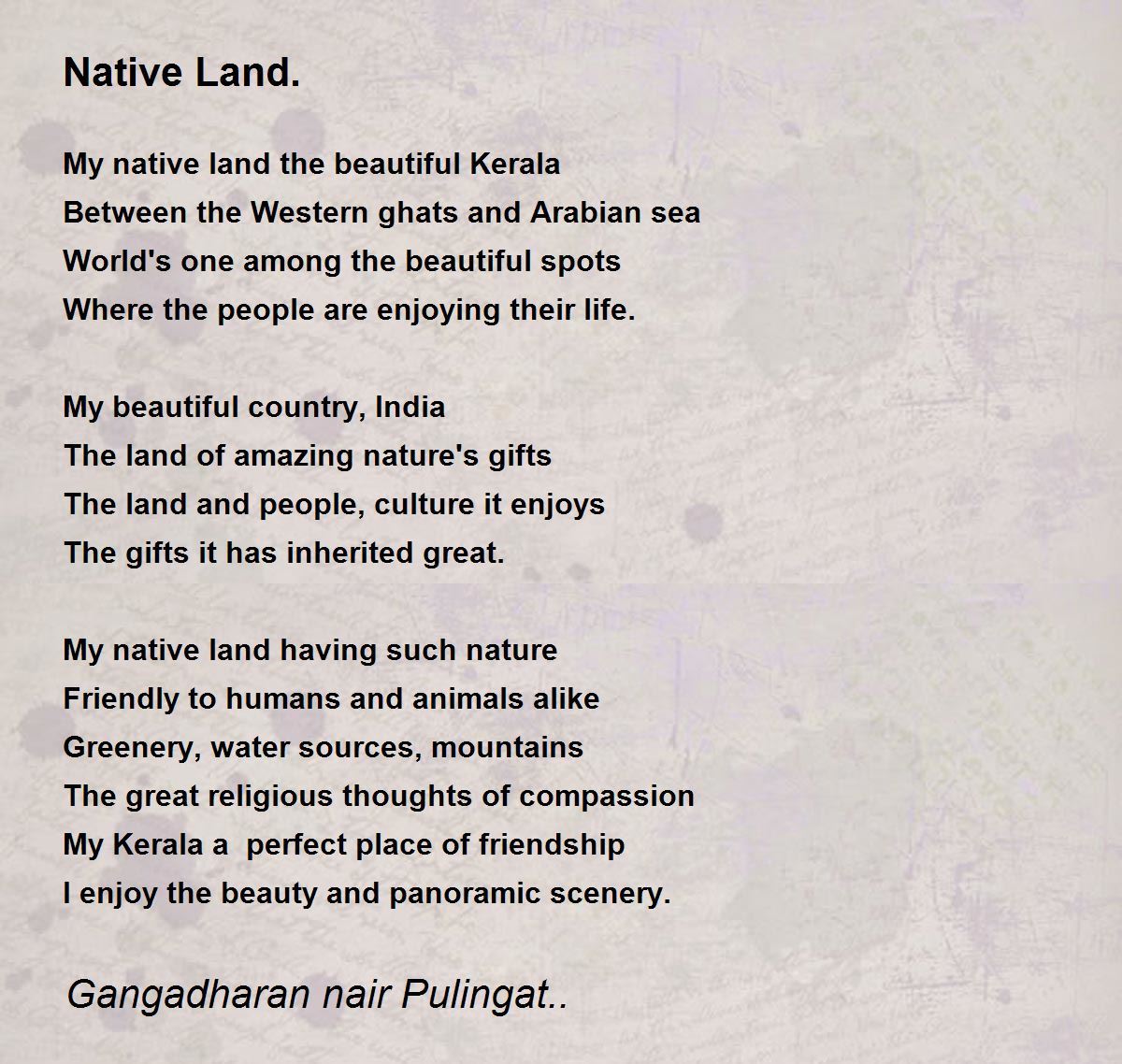write a short story my native land