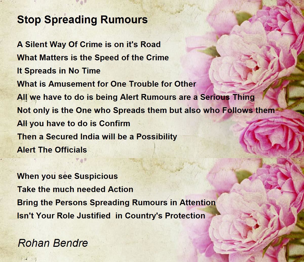 Stop Spreading Rumours Stop Spreading Rumours Poem by Rohan Bendre