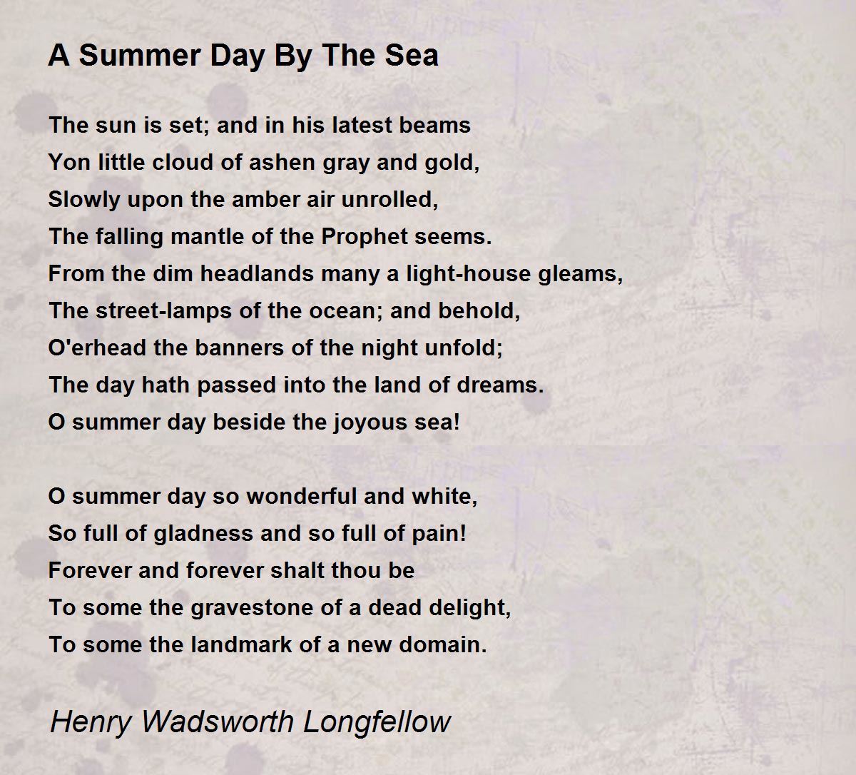 A Summer Day By The Sea Poem by Henry Wadsworth Longfellow - Poem