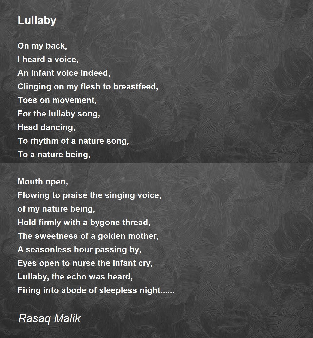 Lullaby Lullaby Poem By Rasaq Malik