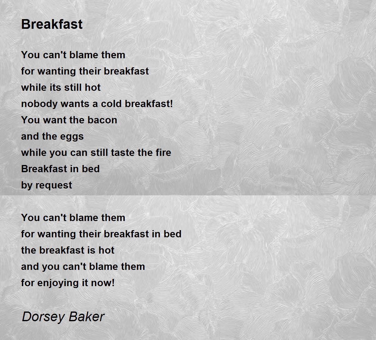 Breakfast Poem by Dorsey Baker Poem Hunter