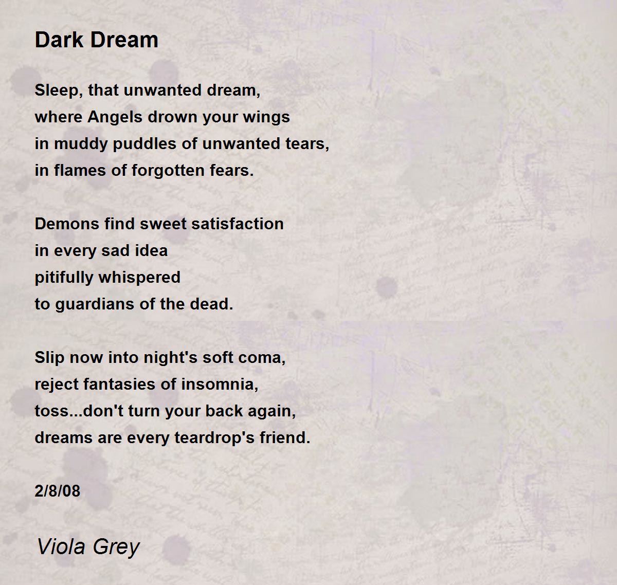 Dark Dream Dark Dream Poem by Viola Grey