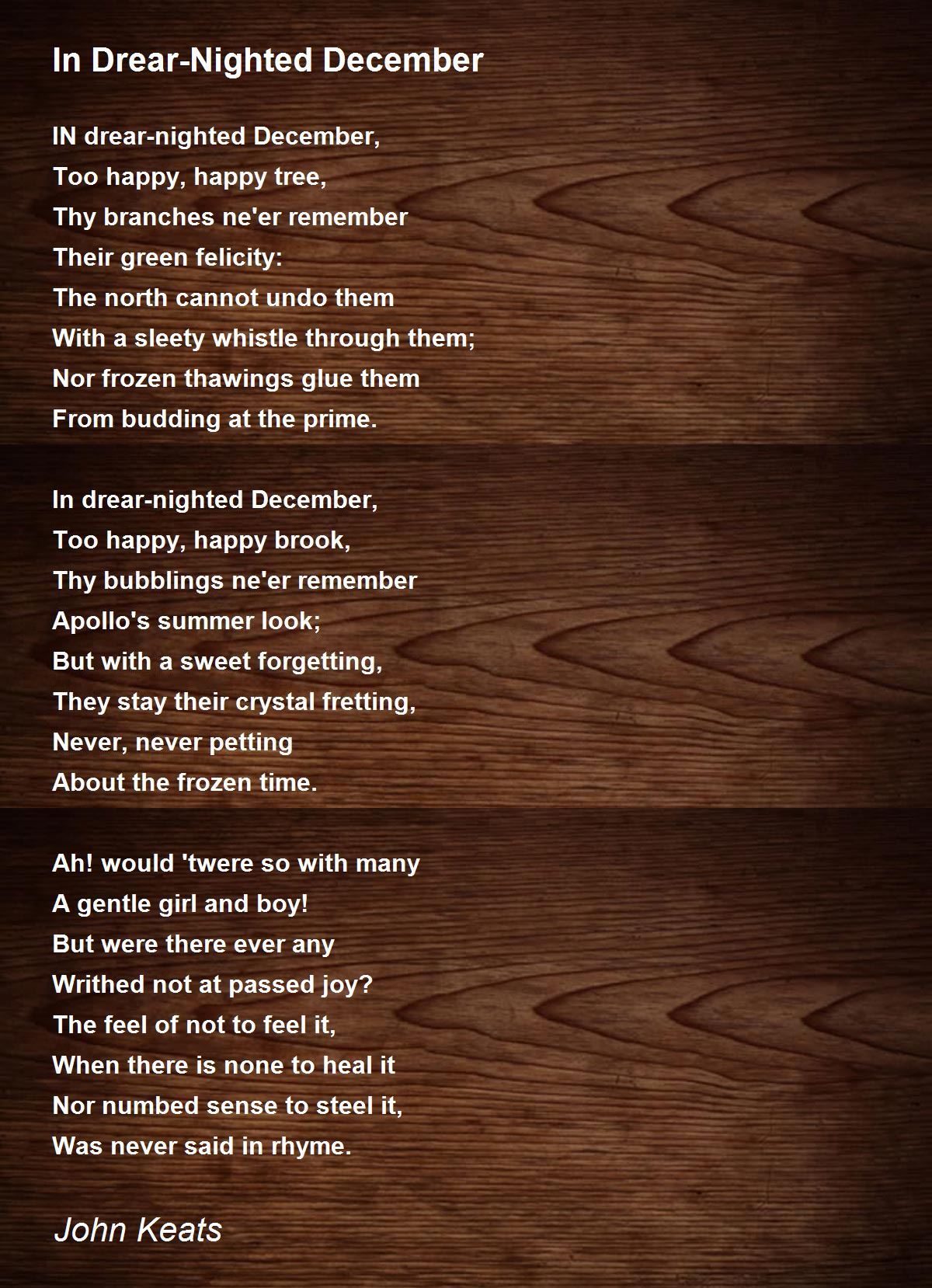 In Drear-Nighted December Poem by John Keats - Poem Hunter