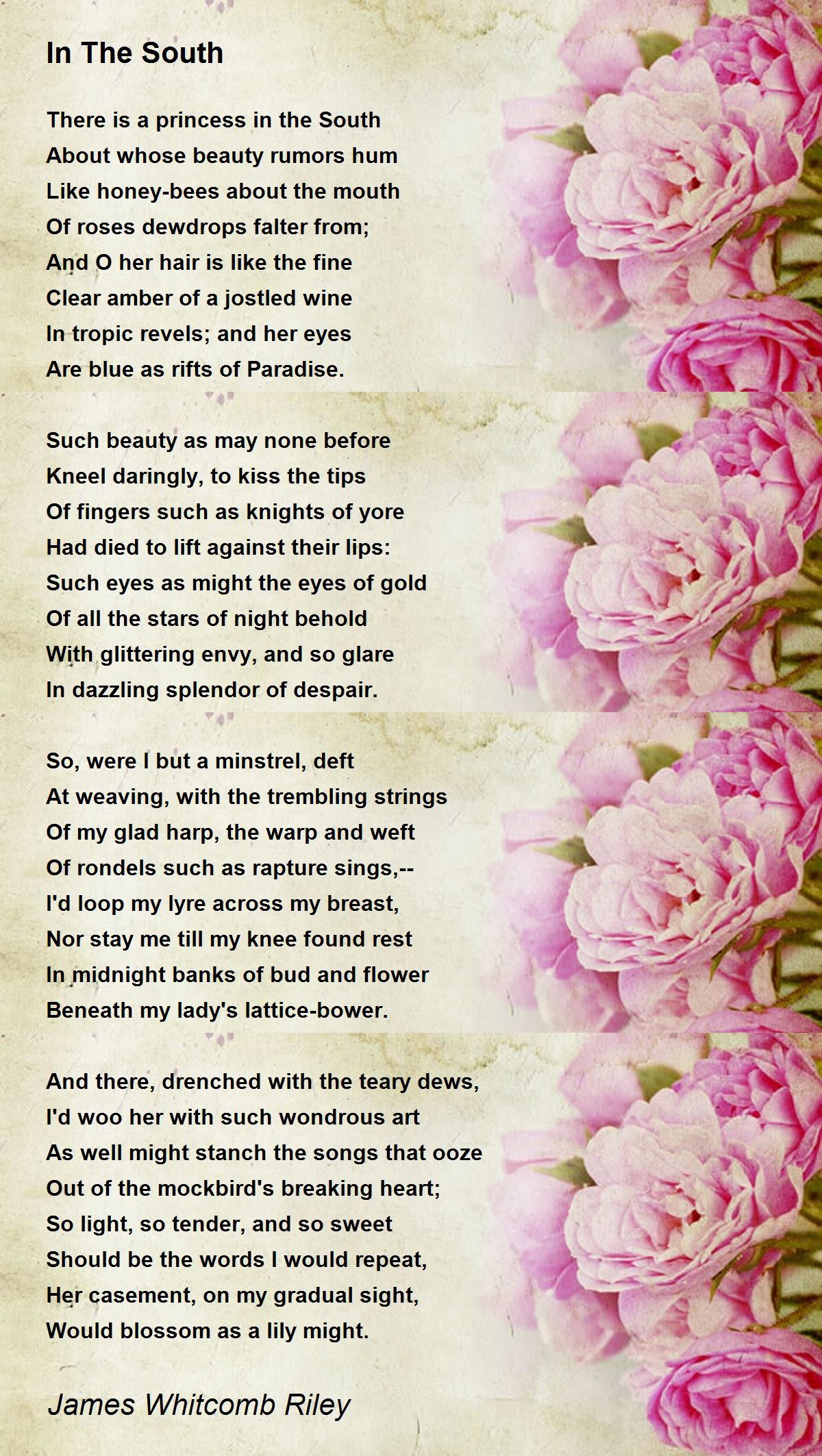 In The South - In The South Poem by James Whitcomb Riley