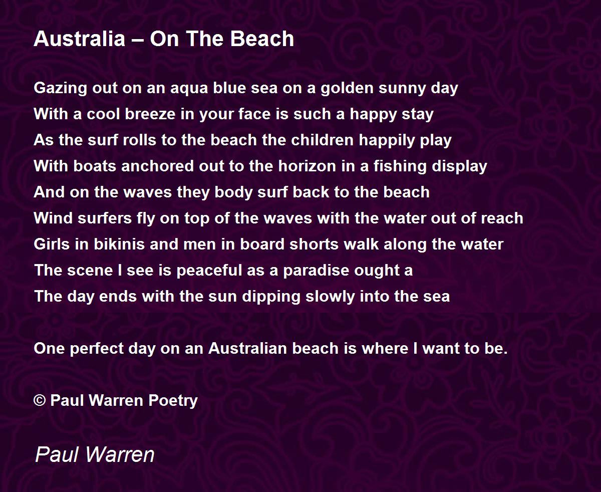 Lure Afsnit Dårlig faktor Australia – On The Beach by Paul Warren - Australia – On The Beach Poem