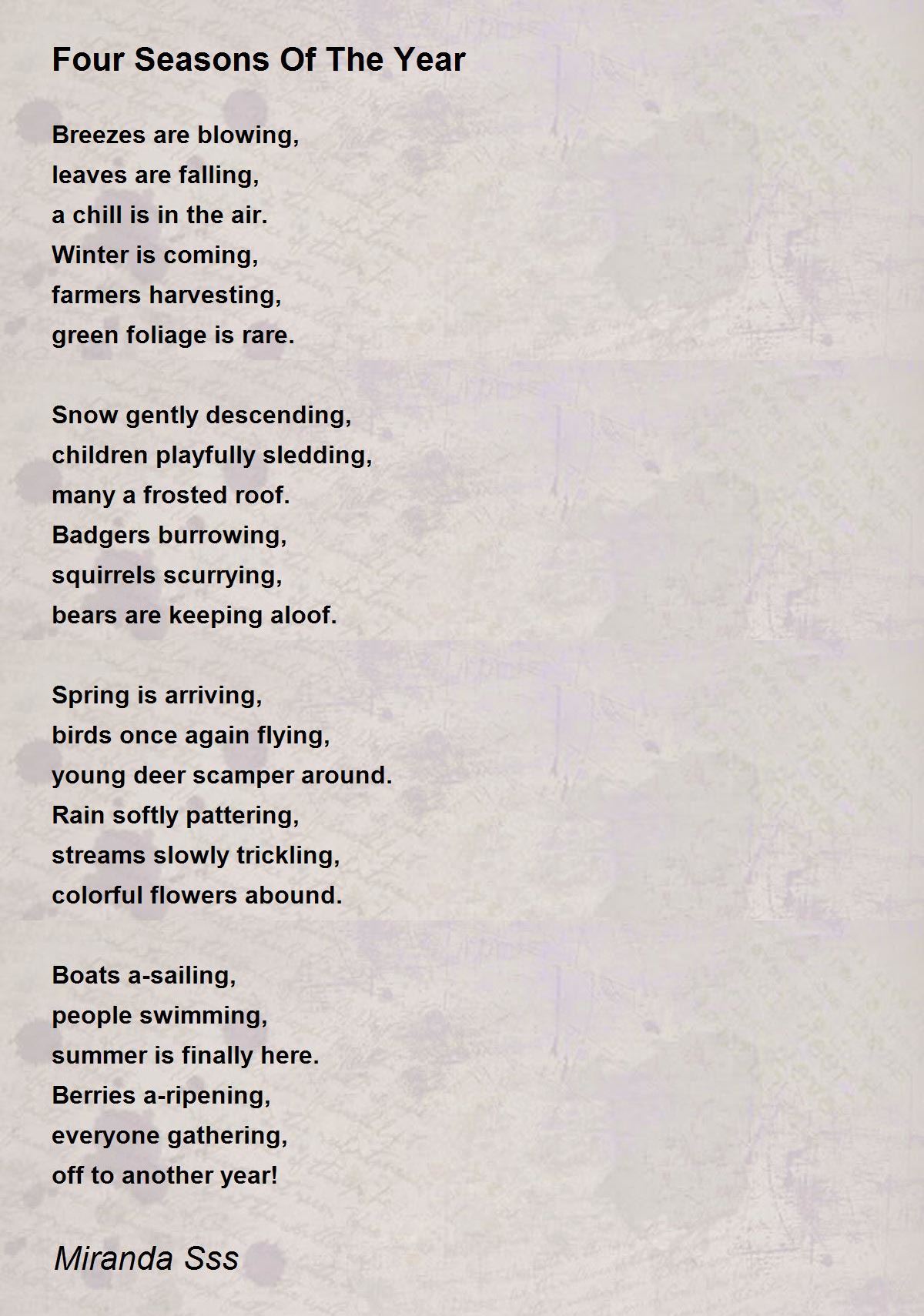 Four Seasons Of The Year Poem by Miranda Sss - Poem Hunter
