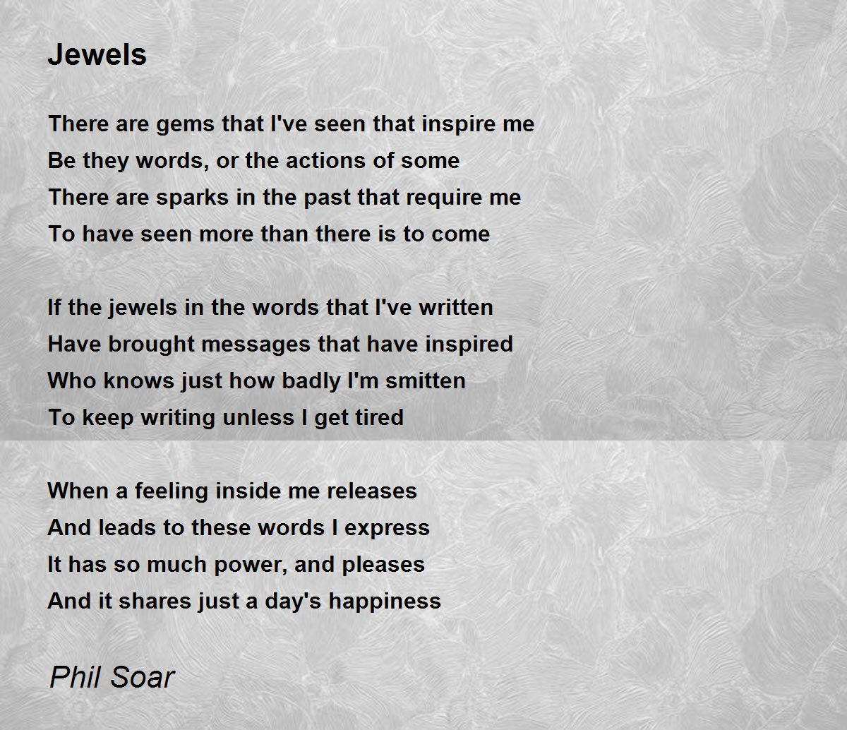 Jewels Jewels Poem by Phil Soar
