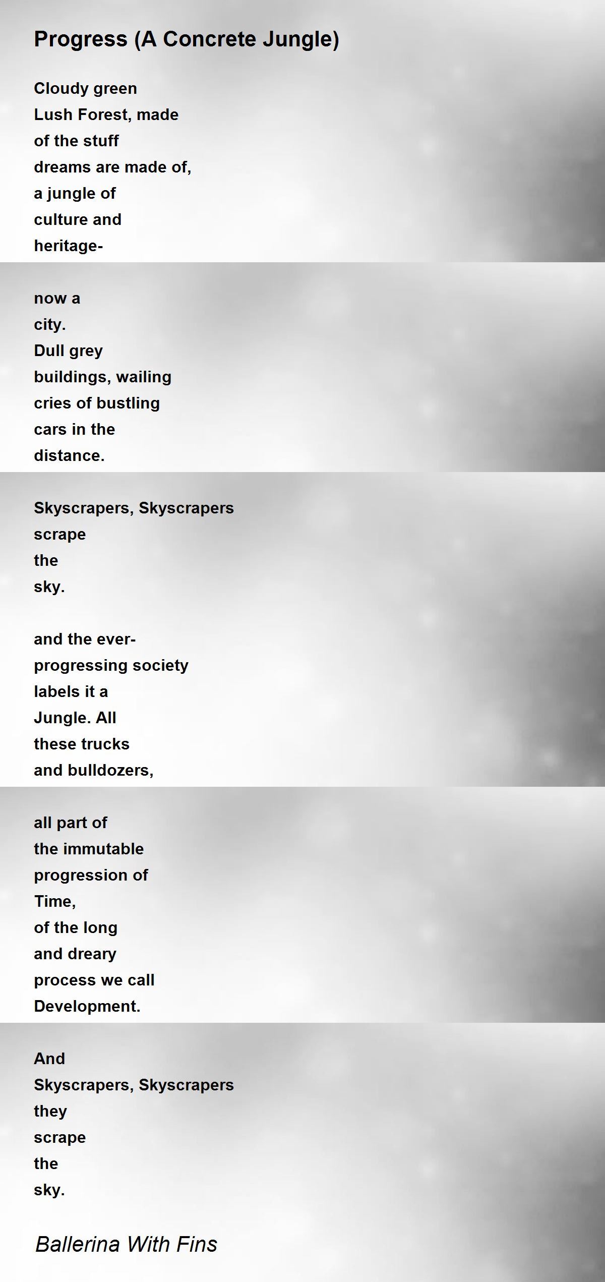 Progress (A Concrete Jungle) Poem by Ballerina With Fins Poem Hunter