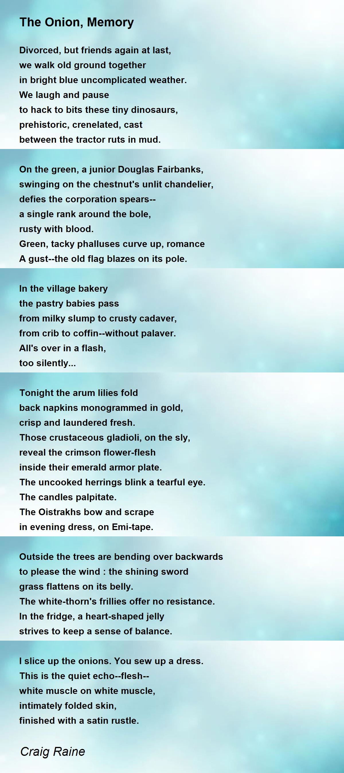 The Onion, Memory Poem by Craig Raine - Poem Hunter