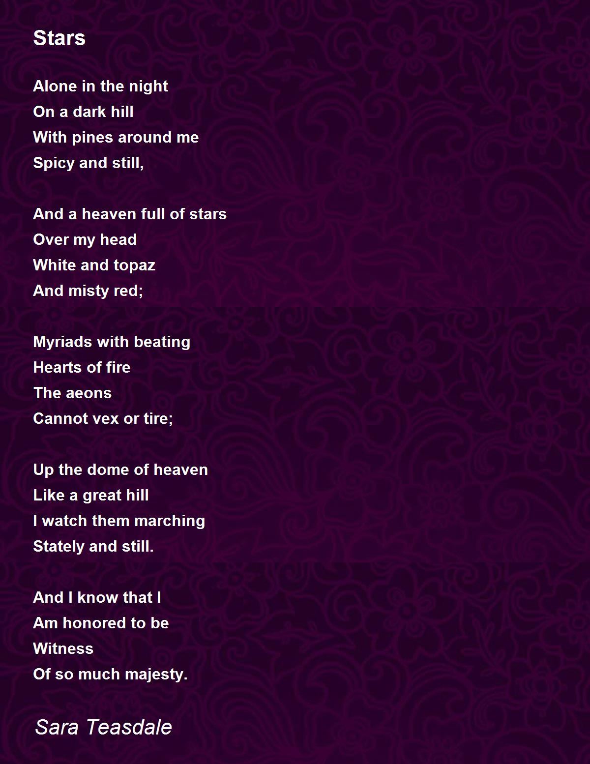 Stars Poem By Sara Teasdale Poem Hunter Comments Page 1 stars poem by sara teasdale poem