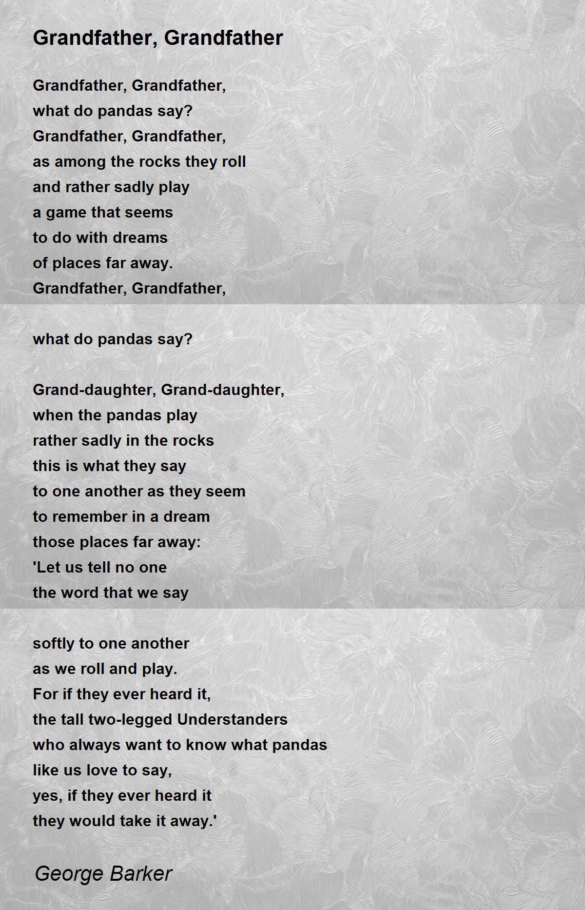 Grandfather, Grandfather Poem by George Barker - Poem Hunter