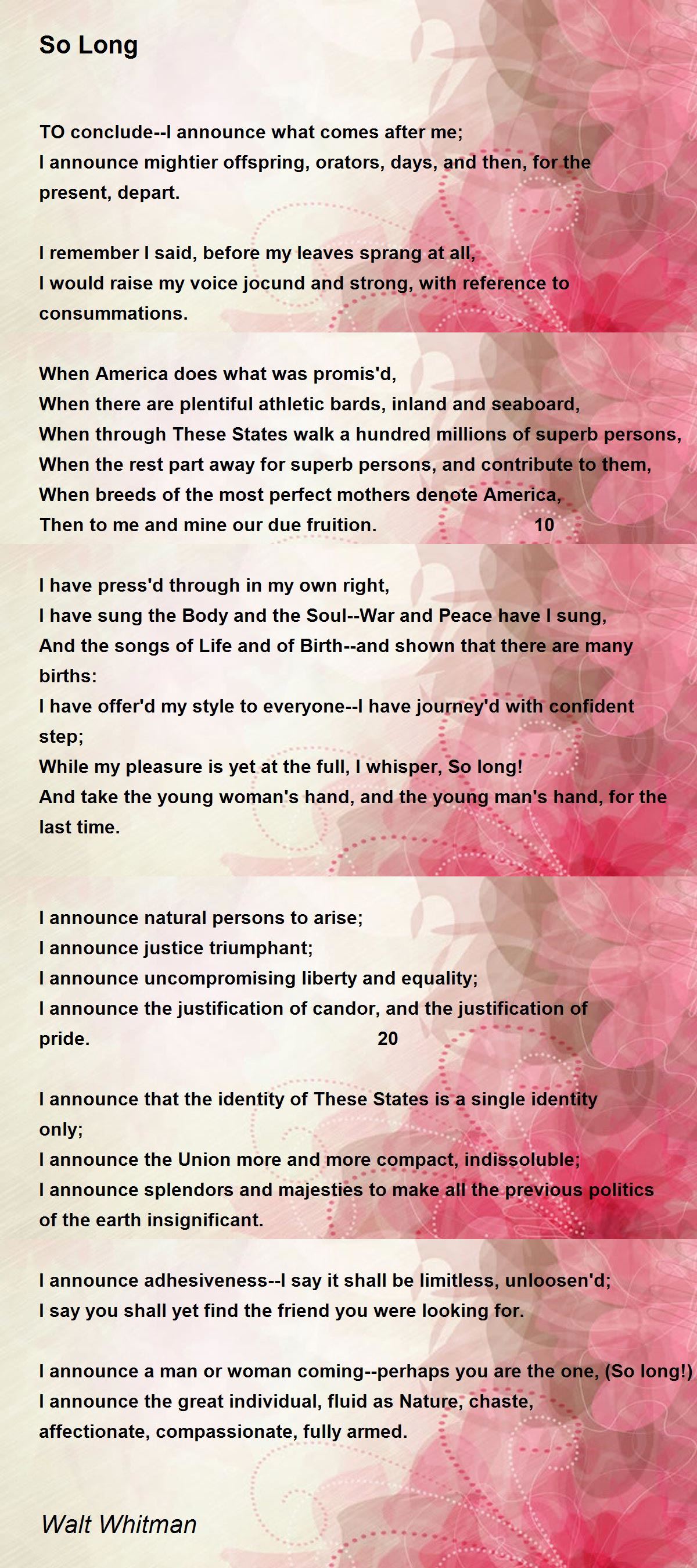 So Long Poem So Long Poem