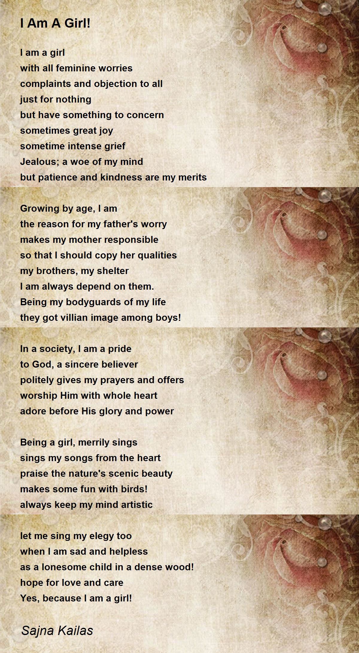 I Am A Girl! I Am A Girl! Poem by Sajna Kailas