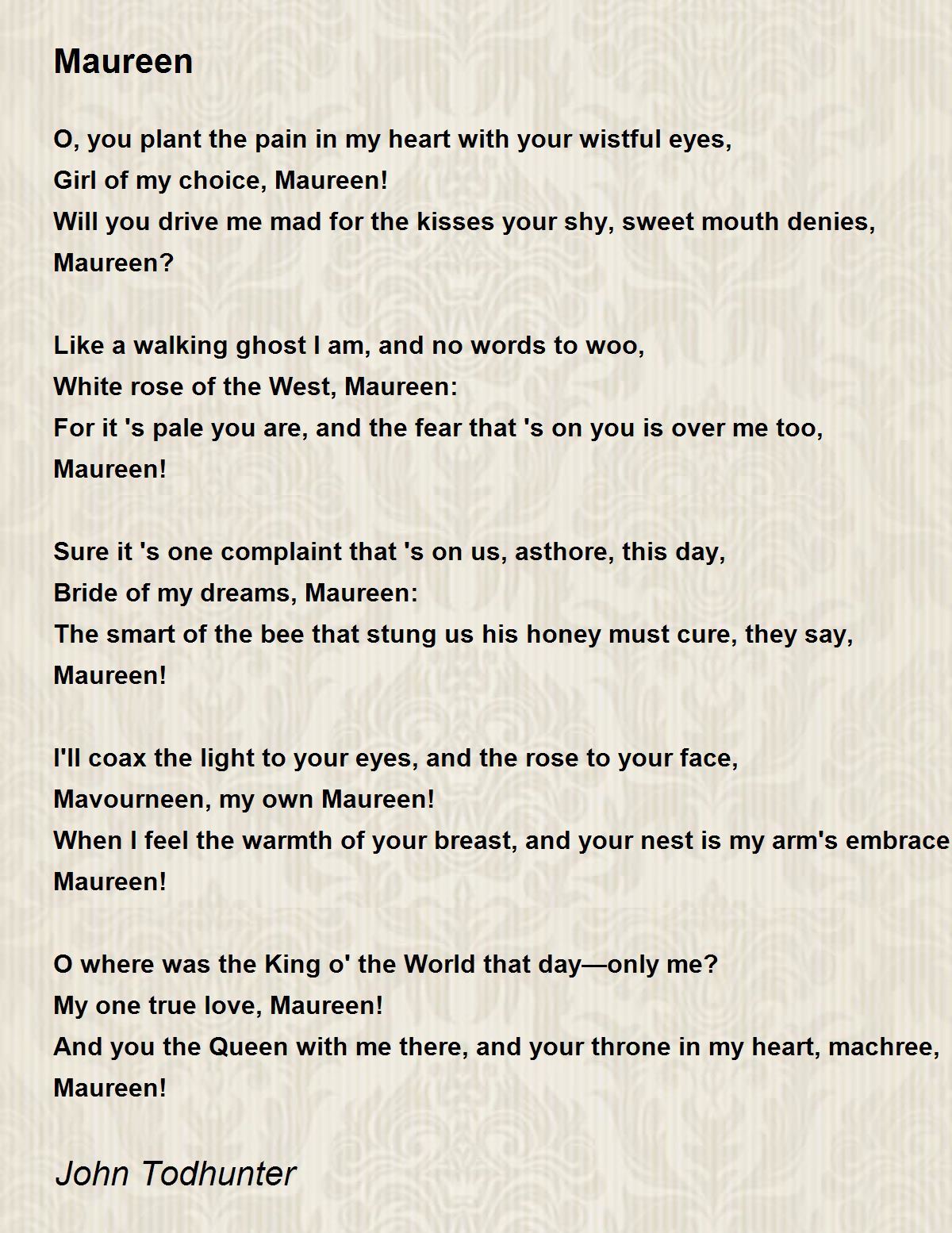 Maureen Poem by John Todhunter Poem Hunter