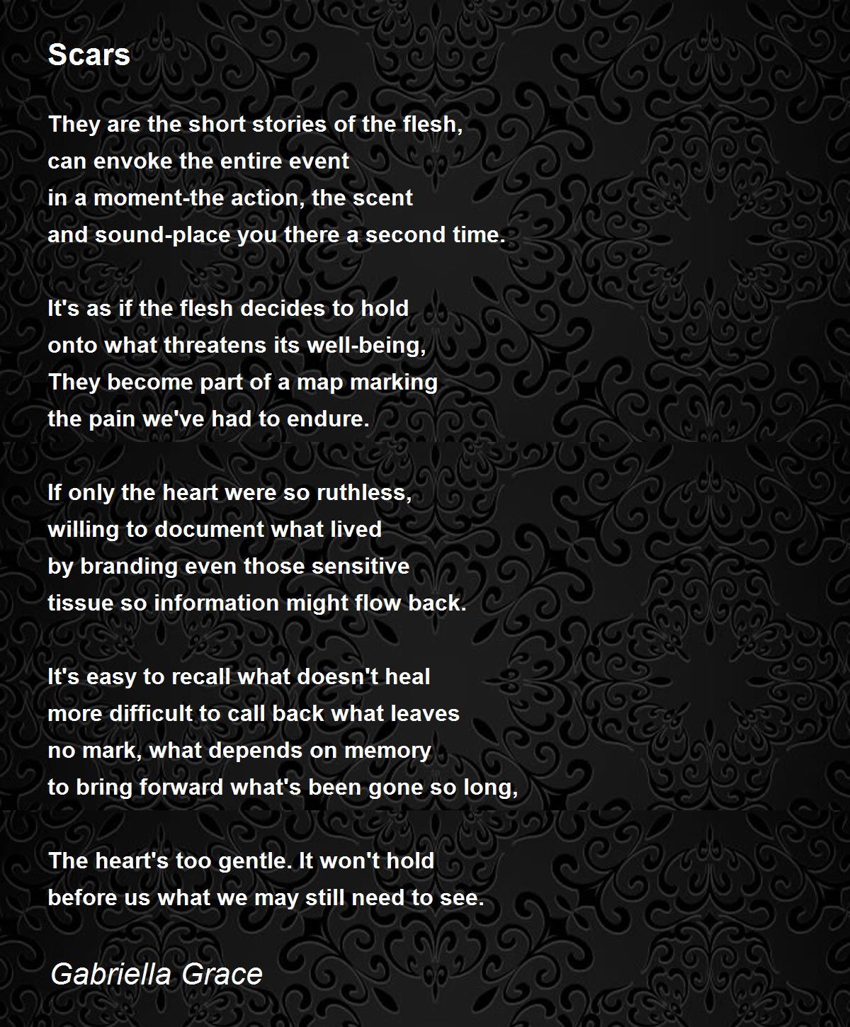 Scars by Gabriella Grace Scars Poem