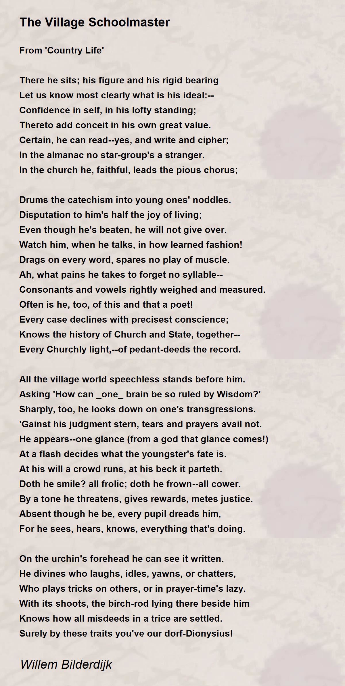 The Village Schoolmaster The Village Schoolmaster Poem by Willem
