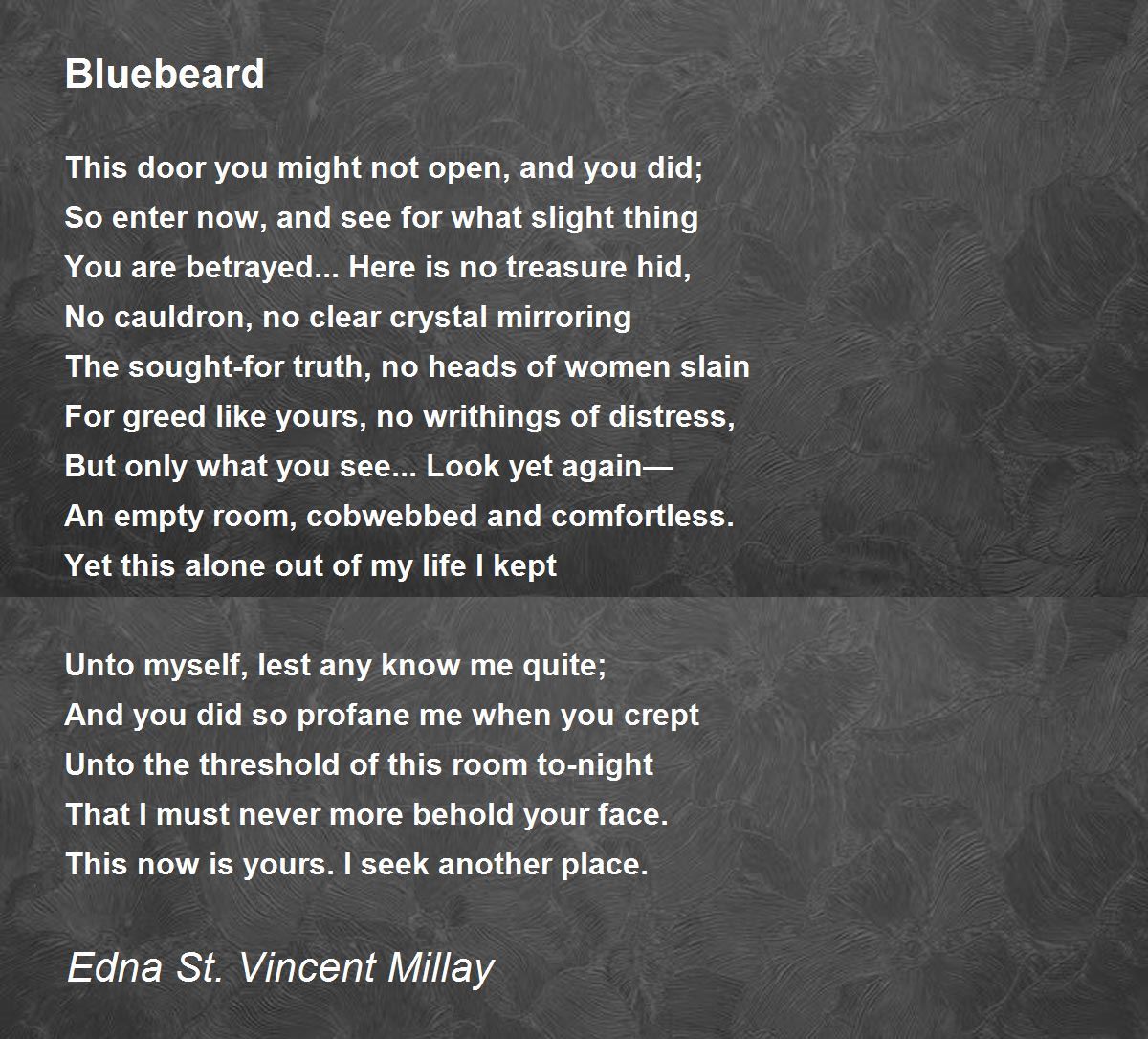 Bluebeard Poem by Edna St. Vincent Millay - Poem Hunter