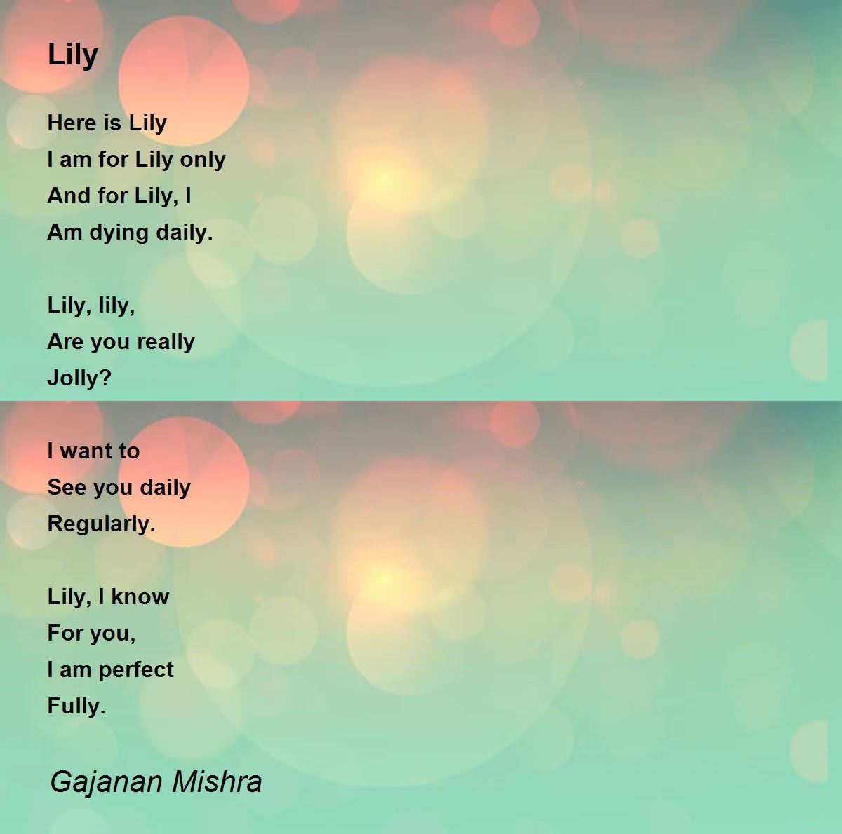 Lily Lily Poem by Gajanan Mishra