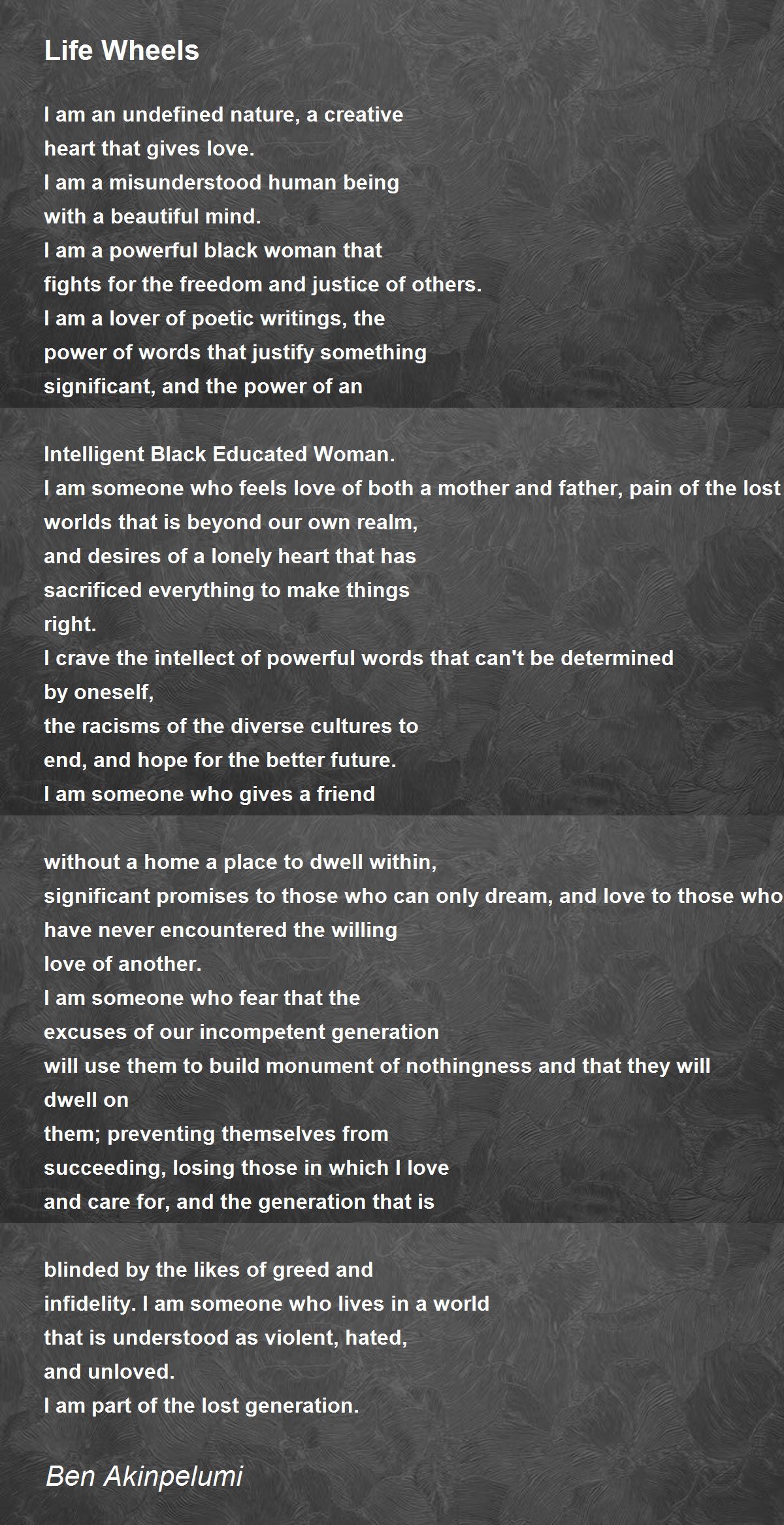 Life Wheels Life Wheels Poem by Ben Akinpelumi