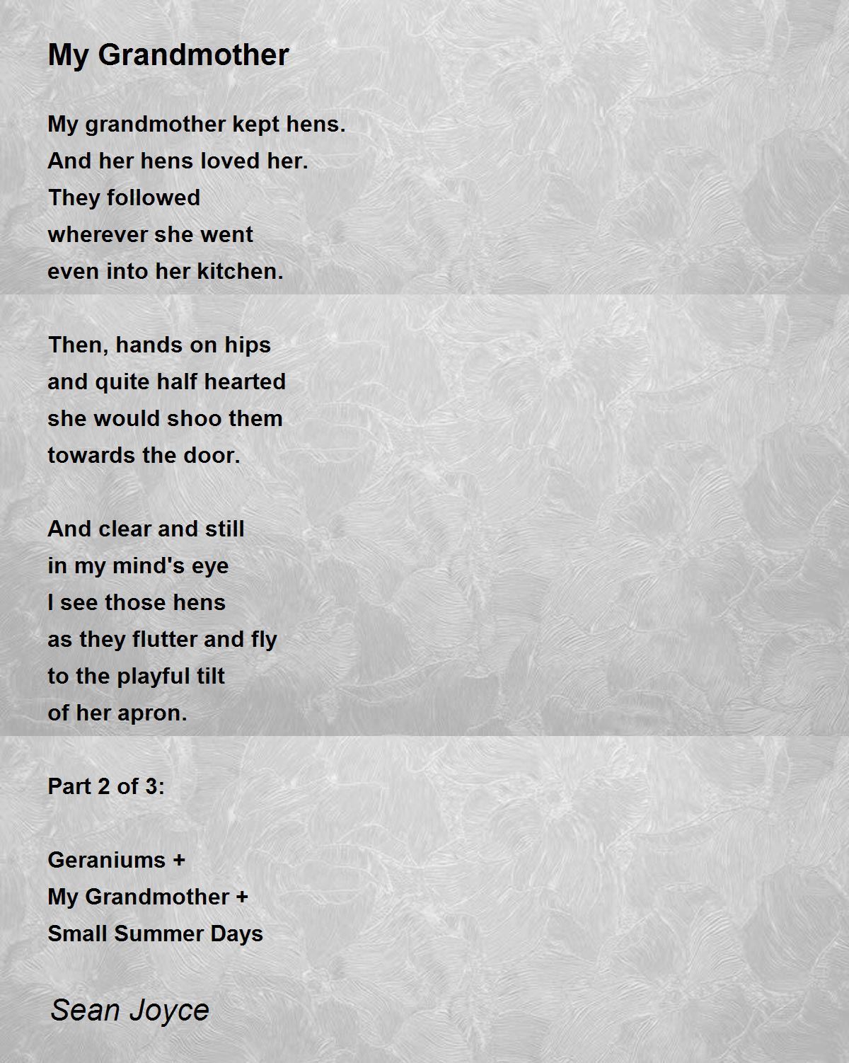 My Grandmother Poem by Sean Joyce - Poem Hunter