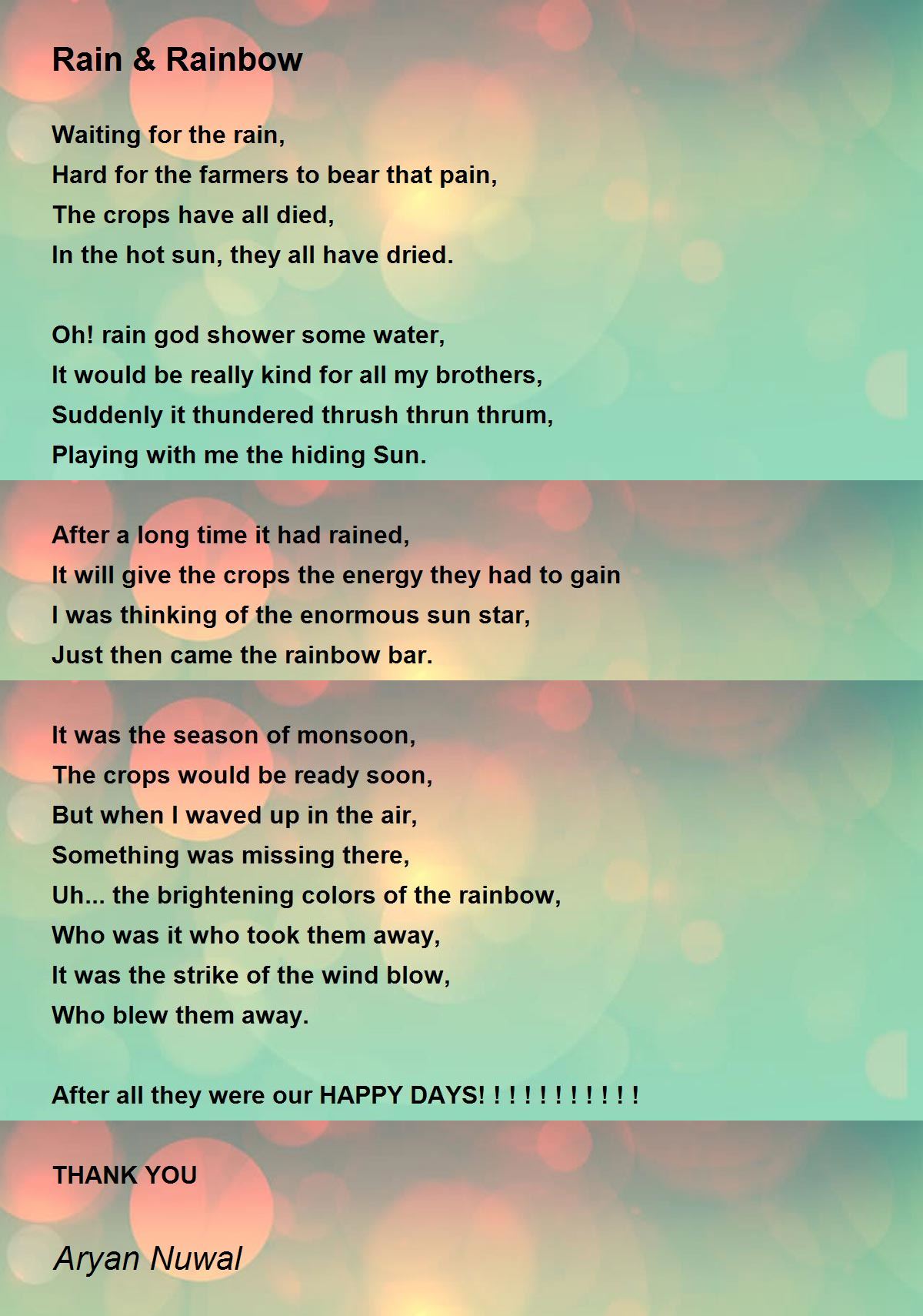 Rain & Rainbow Rain & Rainbow Poem by Aryan Nuwal