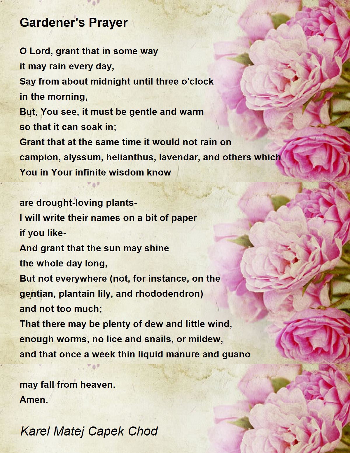Gardener's Prayer Poem by Karel Matej Capek Chod - Poem Hunter