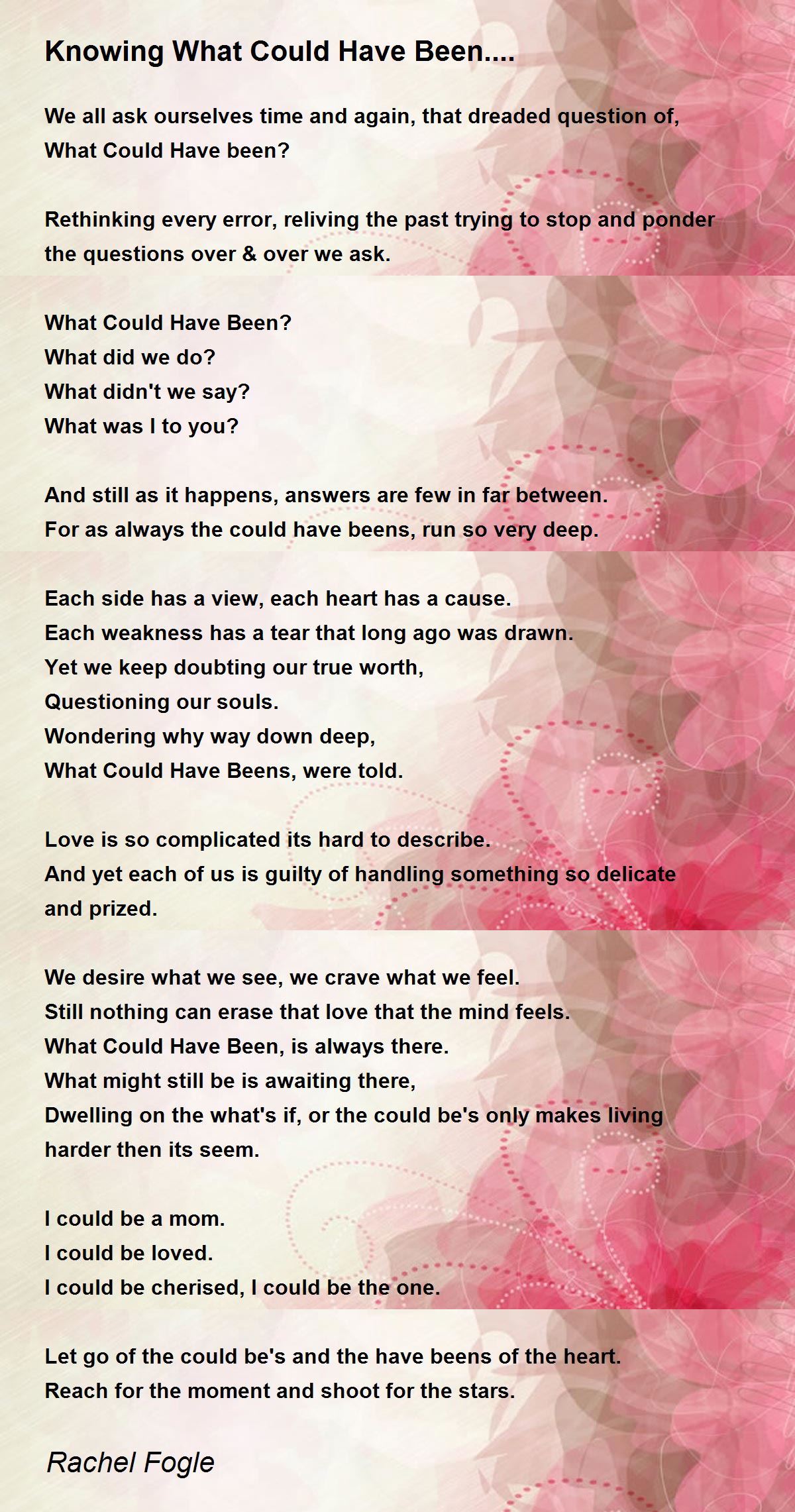 Knowing What Could Have Been By Rachel Fogle Knowing What Could Have Been Poem