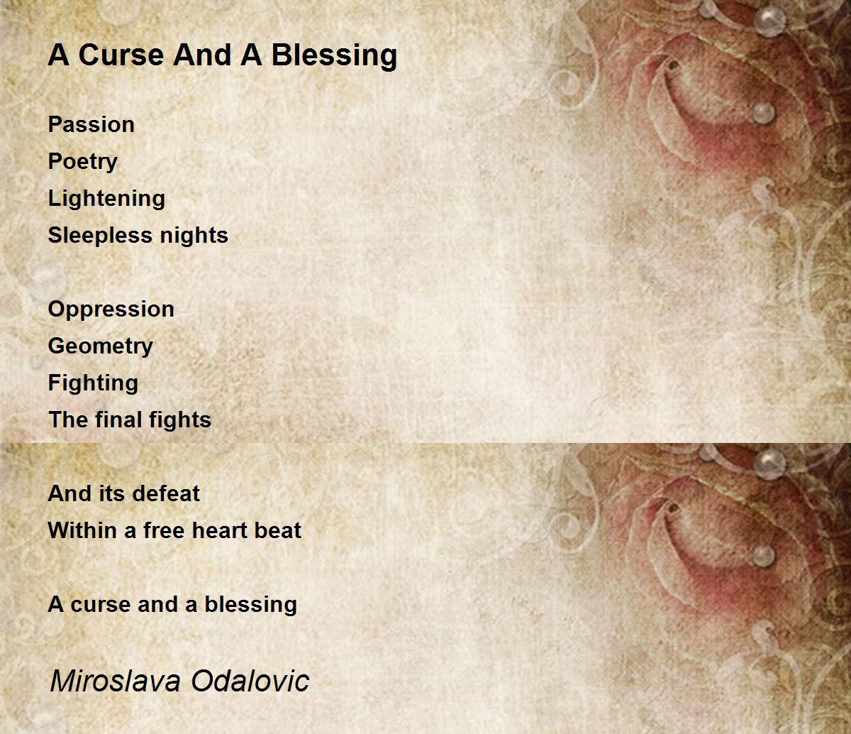 A Curse And A Blessing - A Curse And A Blessing Poem by Miroslava Odalovic