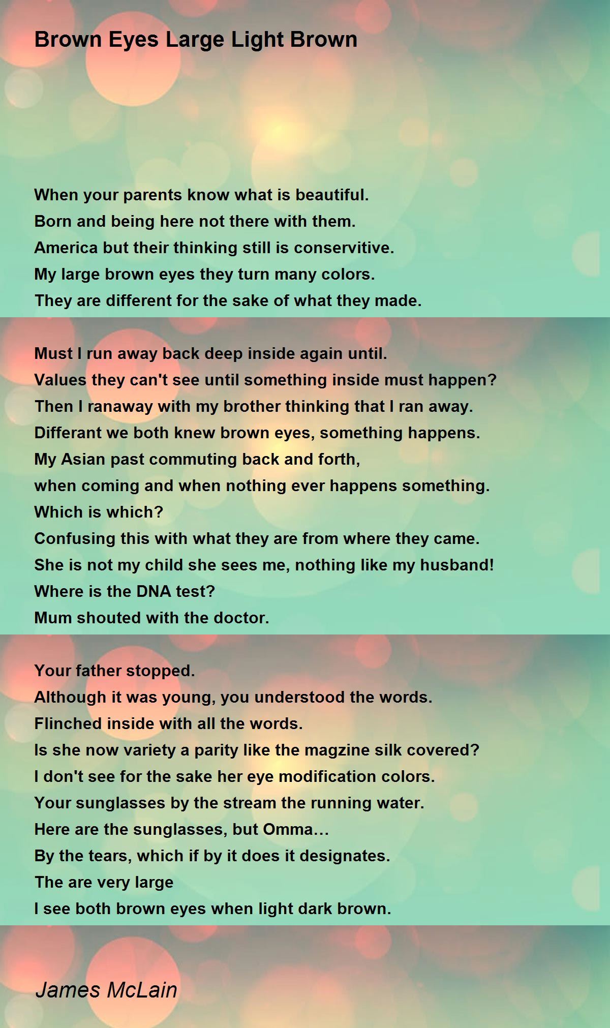 Brown Eyes Large Light Brown Brown Eyes Large Light Brown Poem by