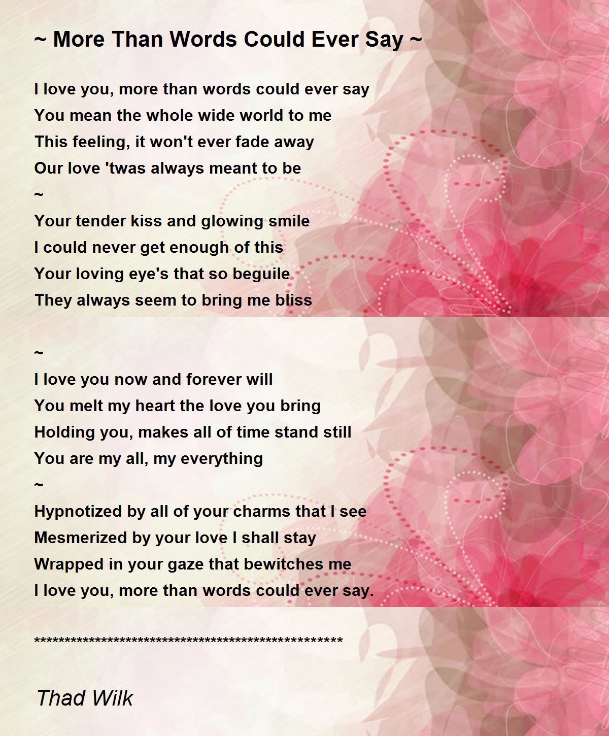More Than Words Could Ever Say By Thad Wilk More Than Words Could Ever Say Poem