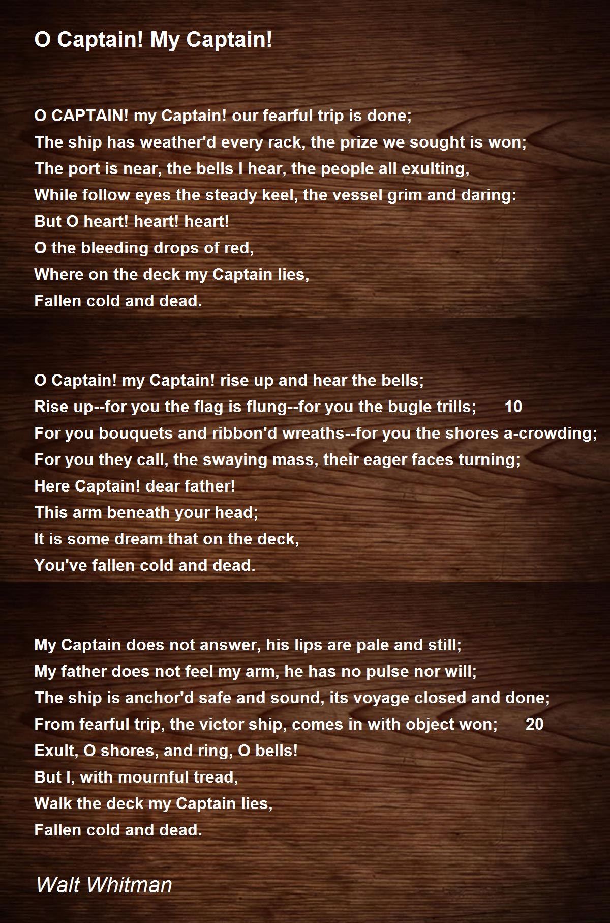 O Captain! My Captain! Poem by Walt Whitman - Poem Hunter