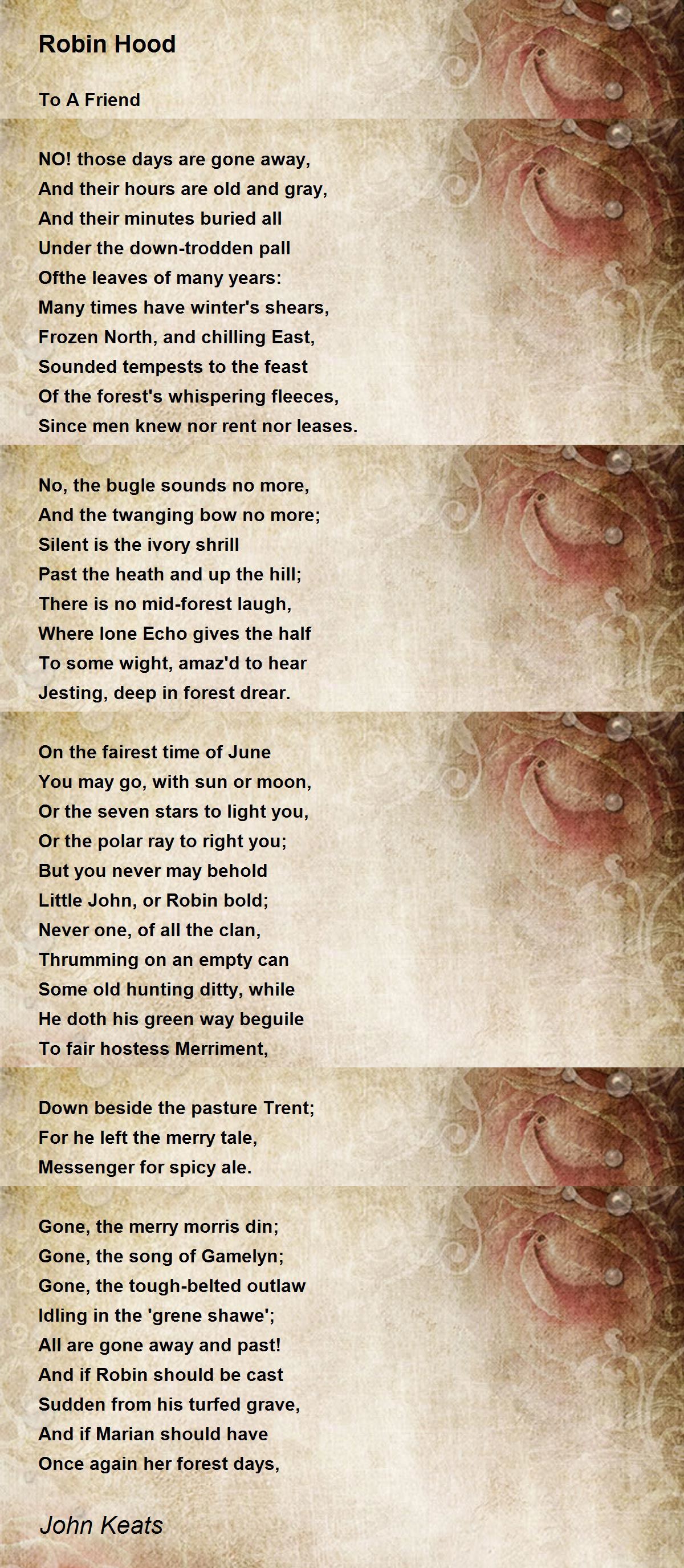Robin Hood Poem by John Keats - Poem Hunter