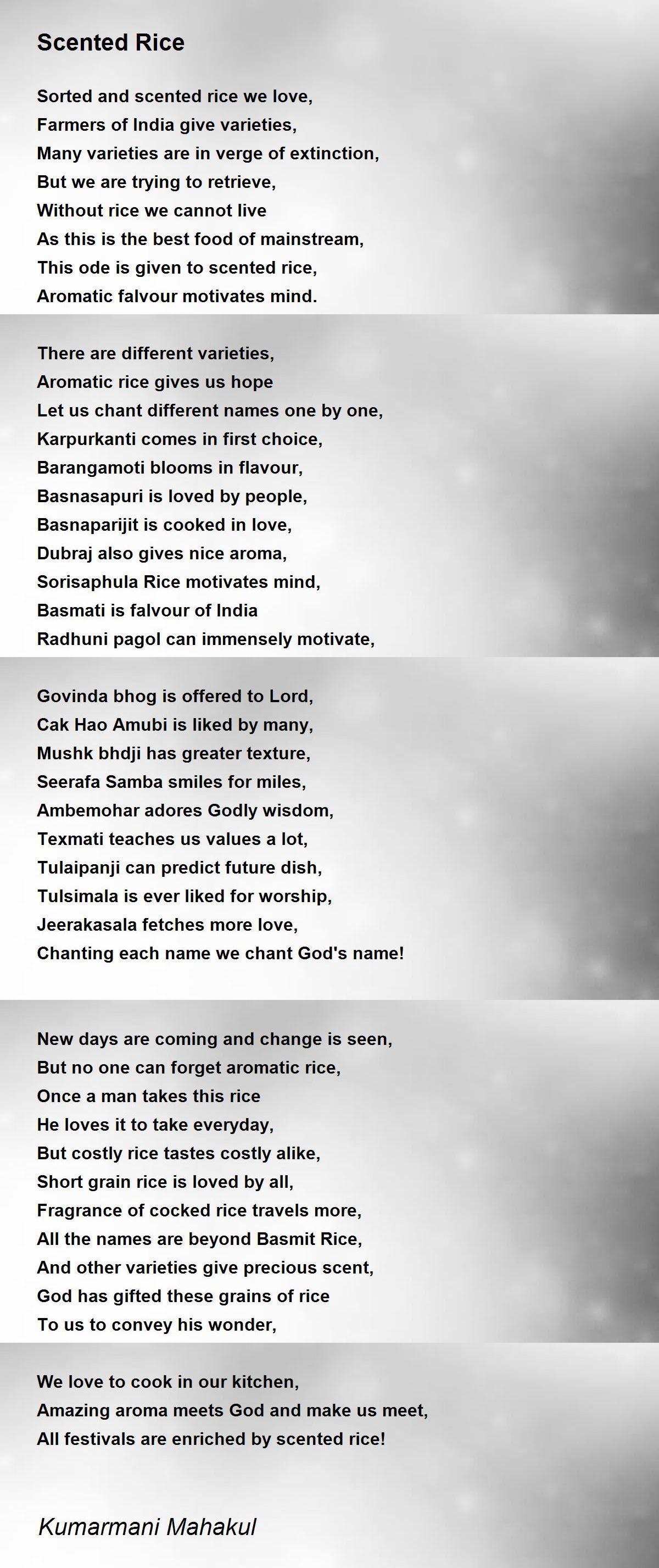 Scented Rice Scented Rice Poem by Kumarmani Mahakul