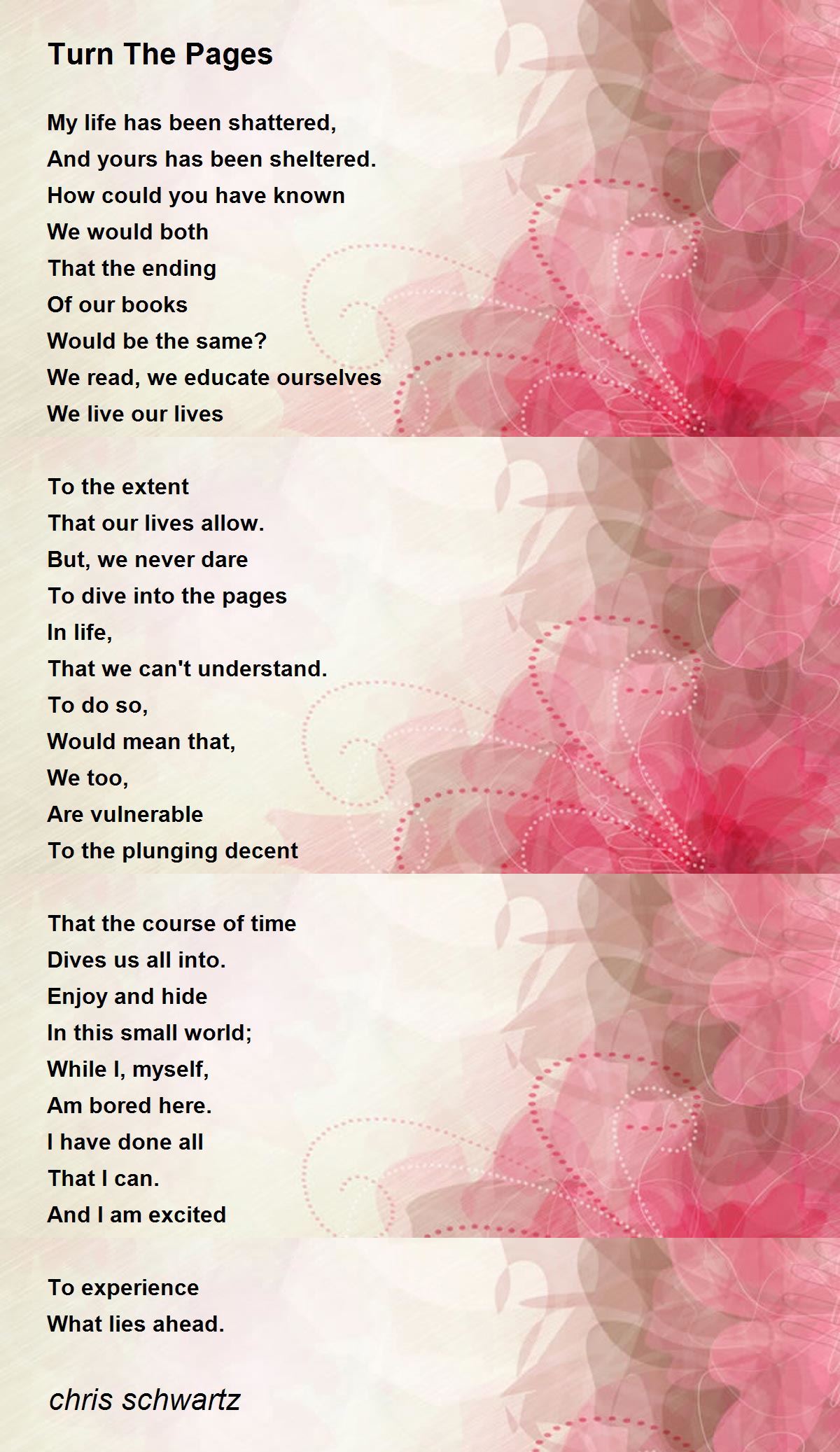 Turn The Pages Turn The Pages Poem by chris schwartz