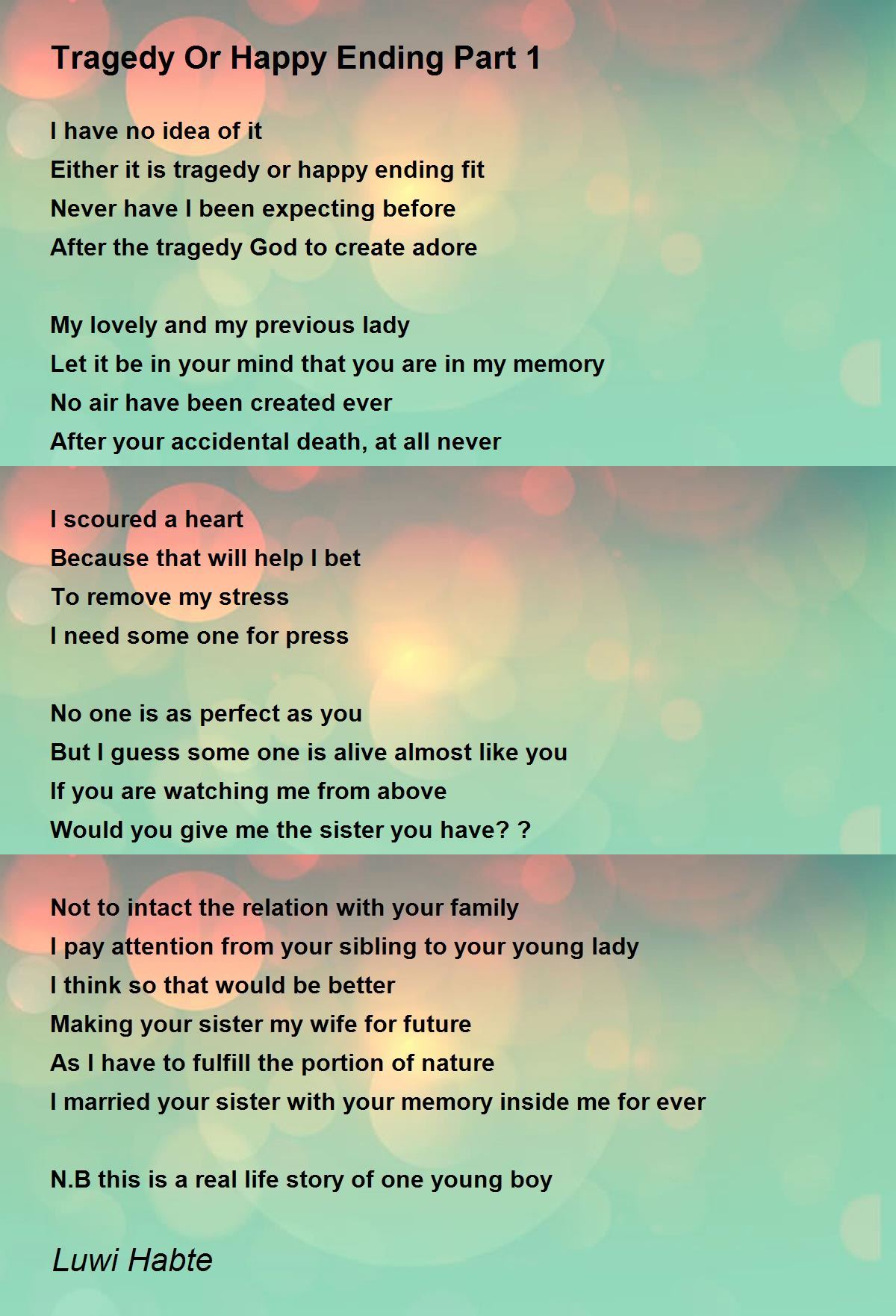 Tragedy Or Happy Ending Part 1 Tragedy Or Happy Ending Part 1 Poem by