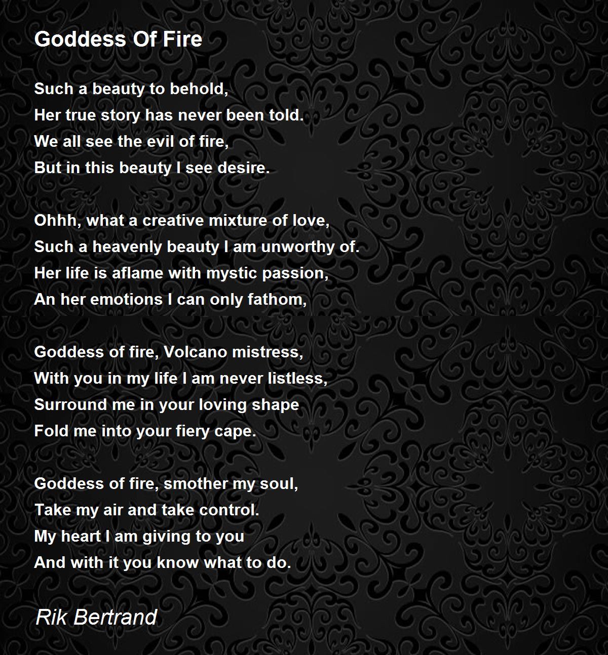 Goddess Of Fire By Rik Bertrand Goddess Of Fire Poem Goddess Of Fire By Rik Bertrand Goddess Of Fire Poem