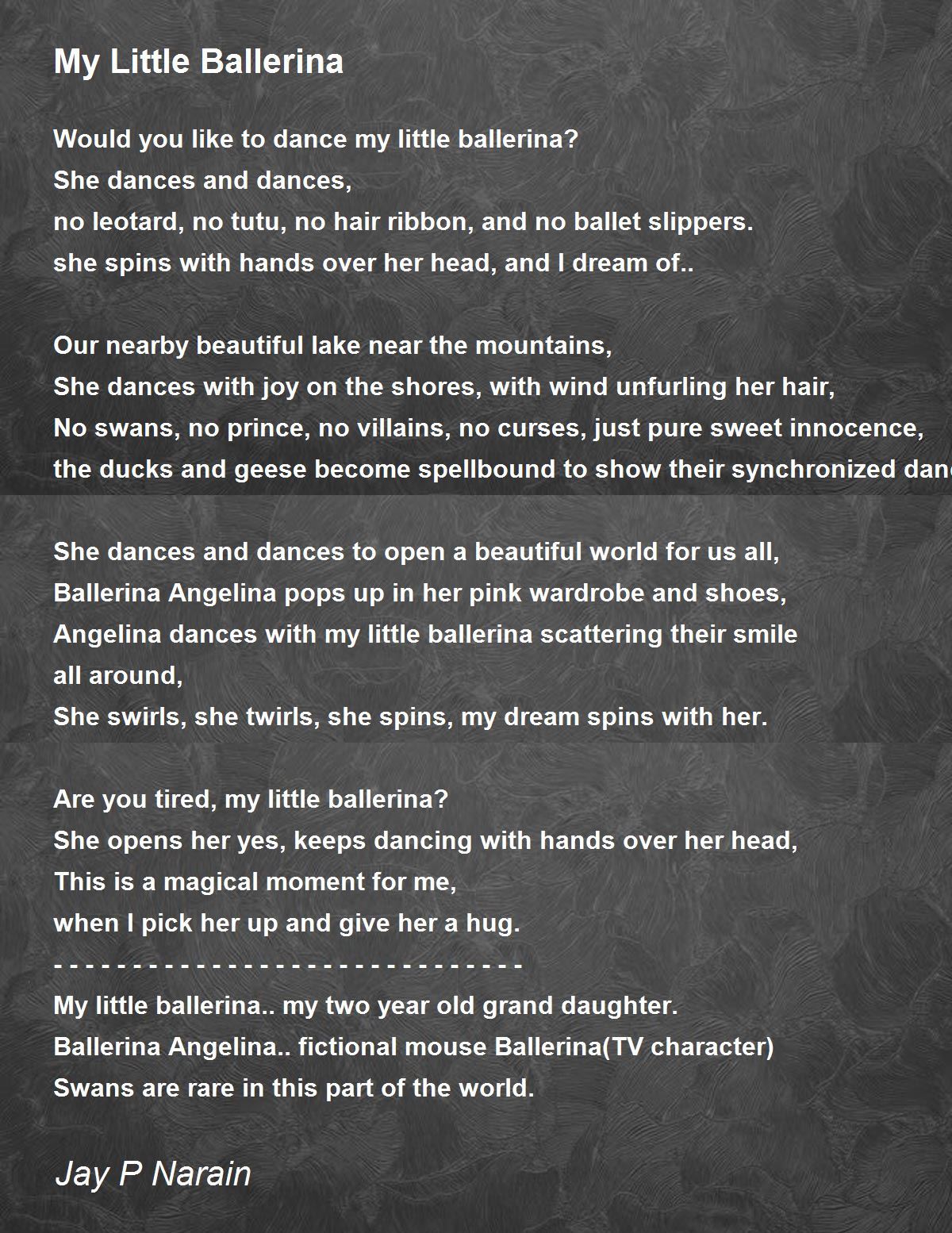 My Little Ballerina My Little Ballerina Poem by Jay P Narain