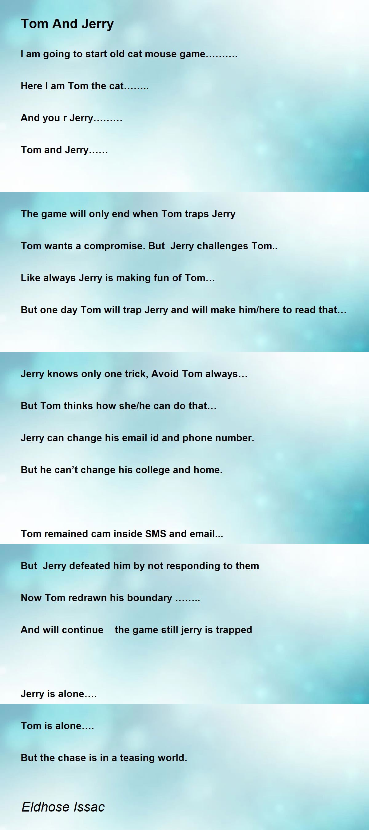 Tom And Jerry Tom And Jerry Poem by Eldhose Issac