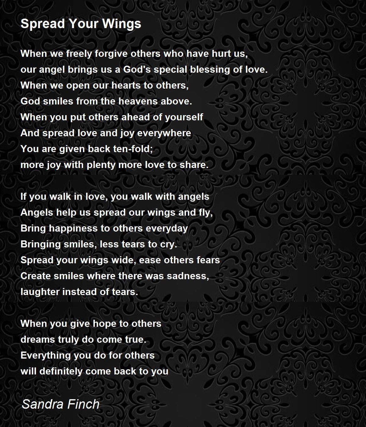 Spread Your Wings Spread Your Wings Poem by Sandra Finch