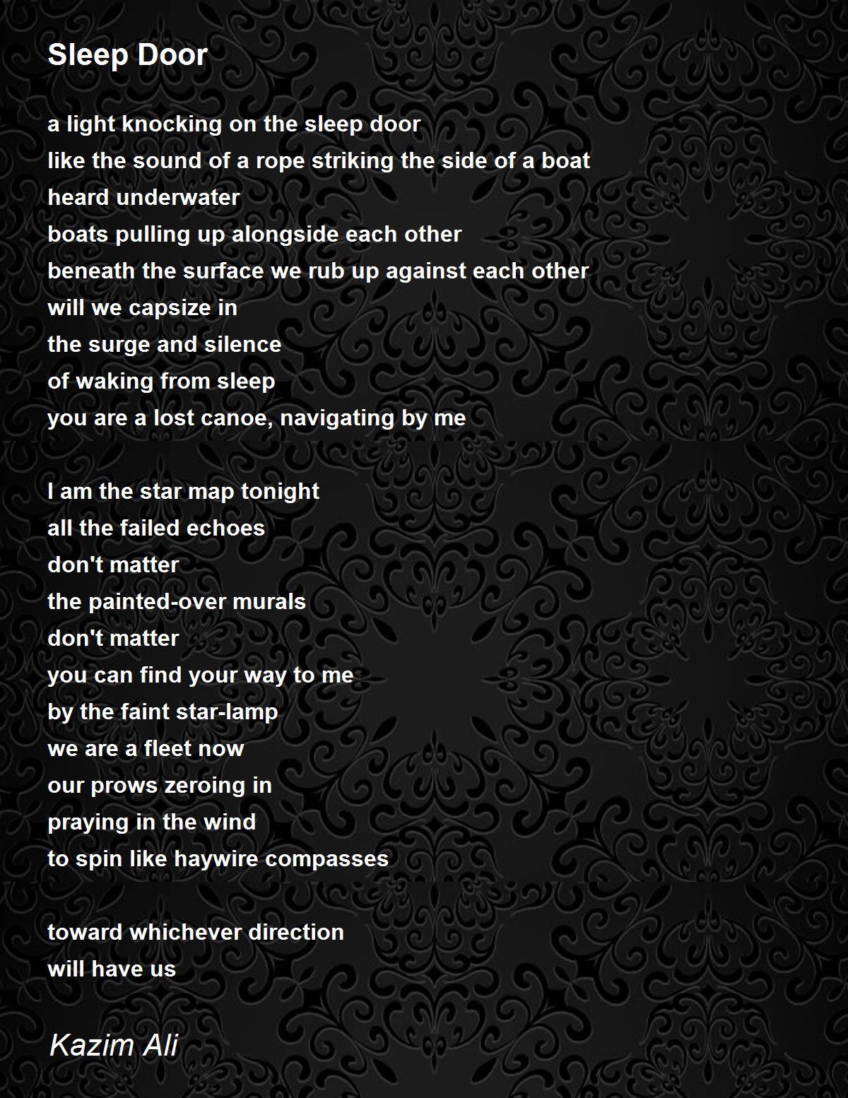 Sleep Door - Sleep Door Poem by Kazim Ali
