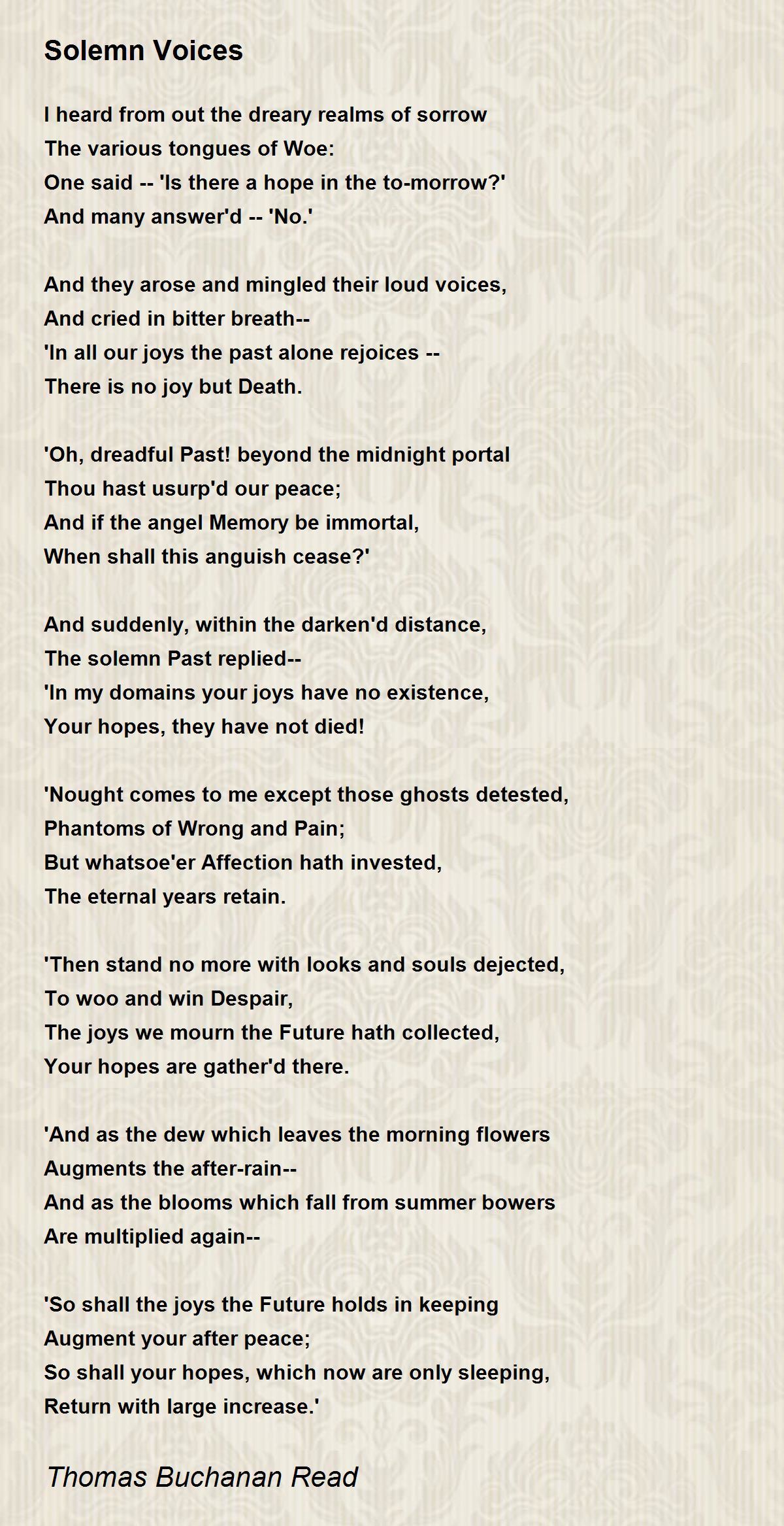 Solemn Voices Solemn Voices Poem by Thomas Buchanan Read