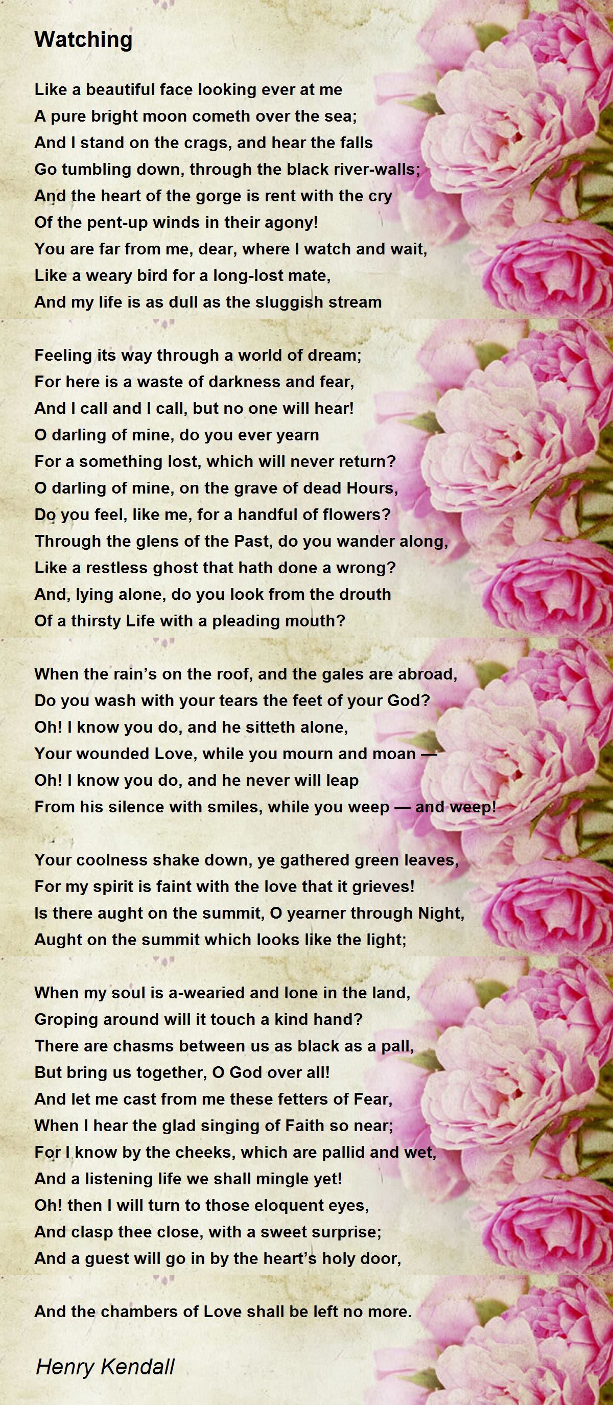 Watching Watching Poem by Henry Kendall