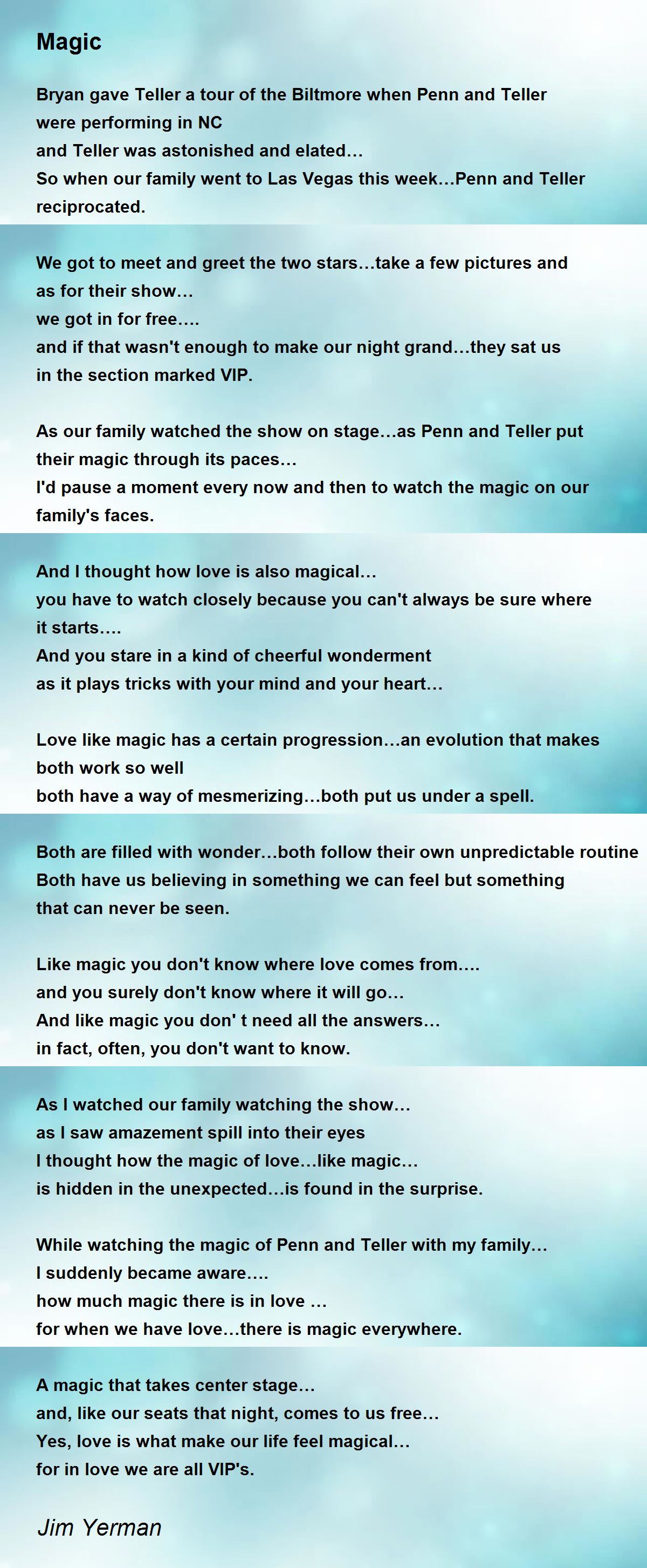 Magic Poem by Jim Yerman - Poem Hunter