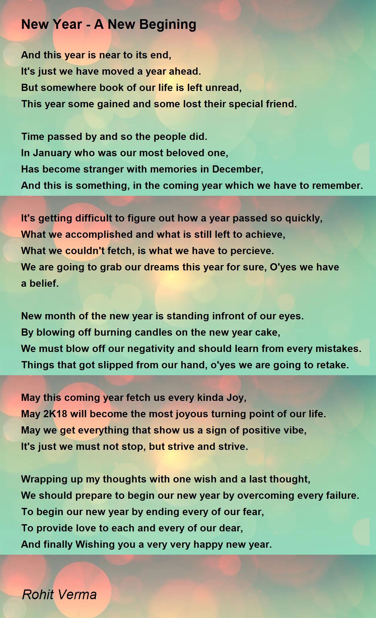 New Year - A New Begining - New Year - A New Begining Poem by Rohit Verma