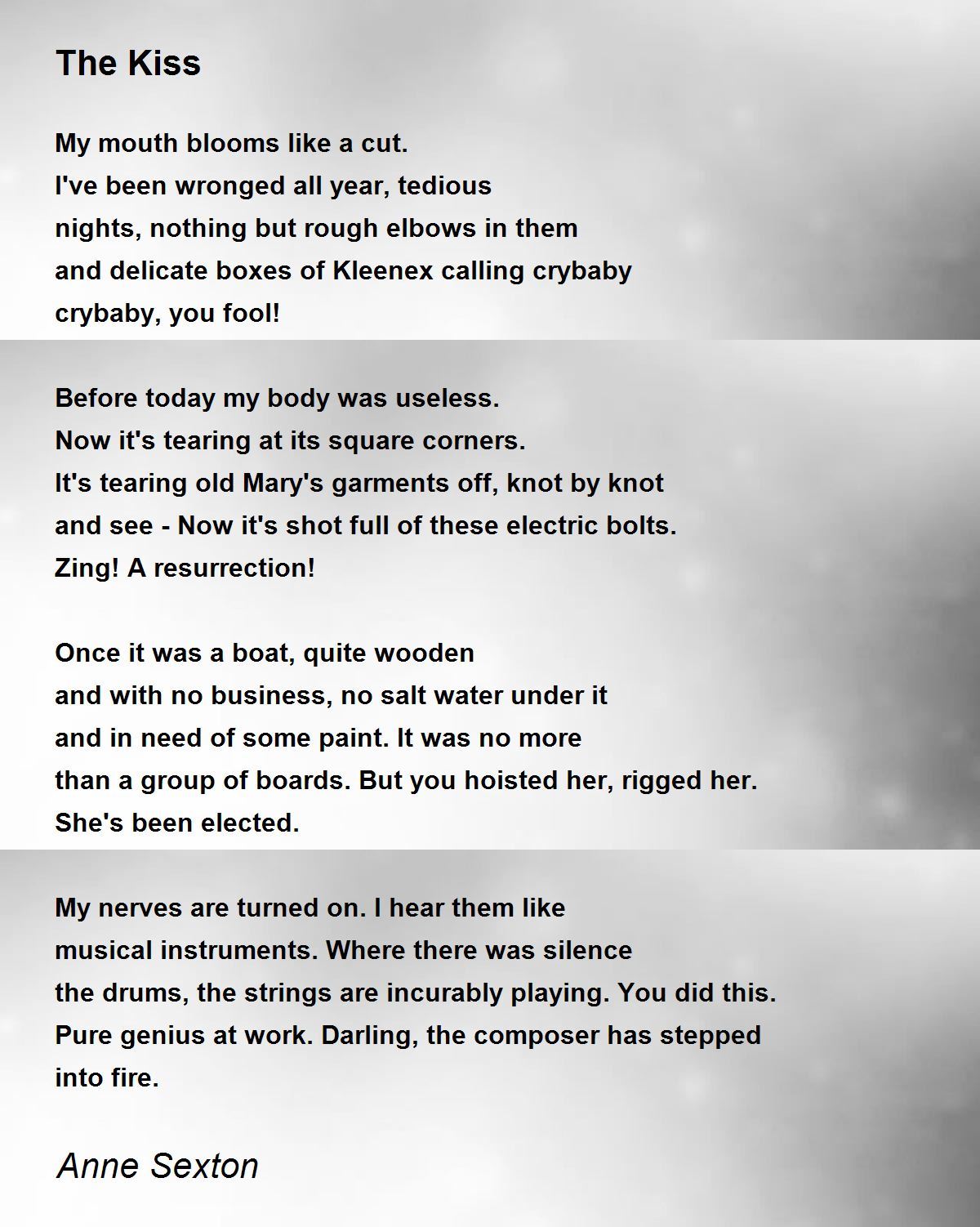 The Kiss Poem by Anne Sexton - Poem Hunter