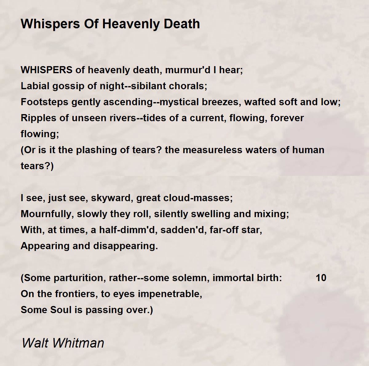 Whispers Of Heavenly Death Whispers Of Heavenly Death Poem by Walt
