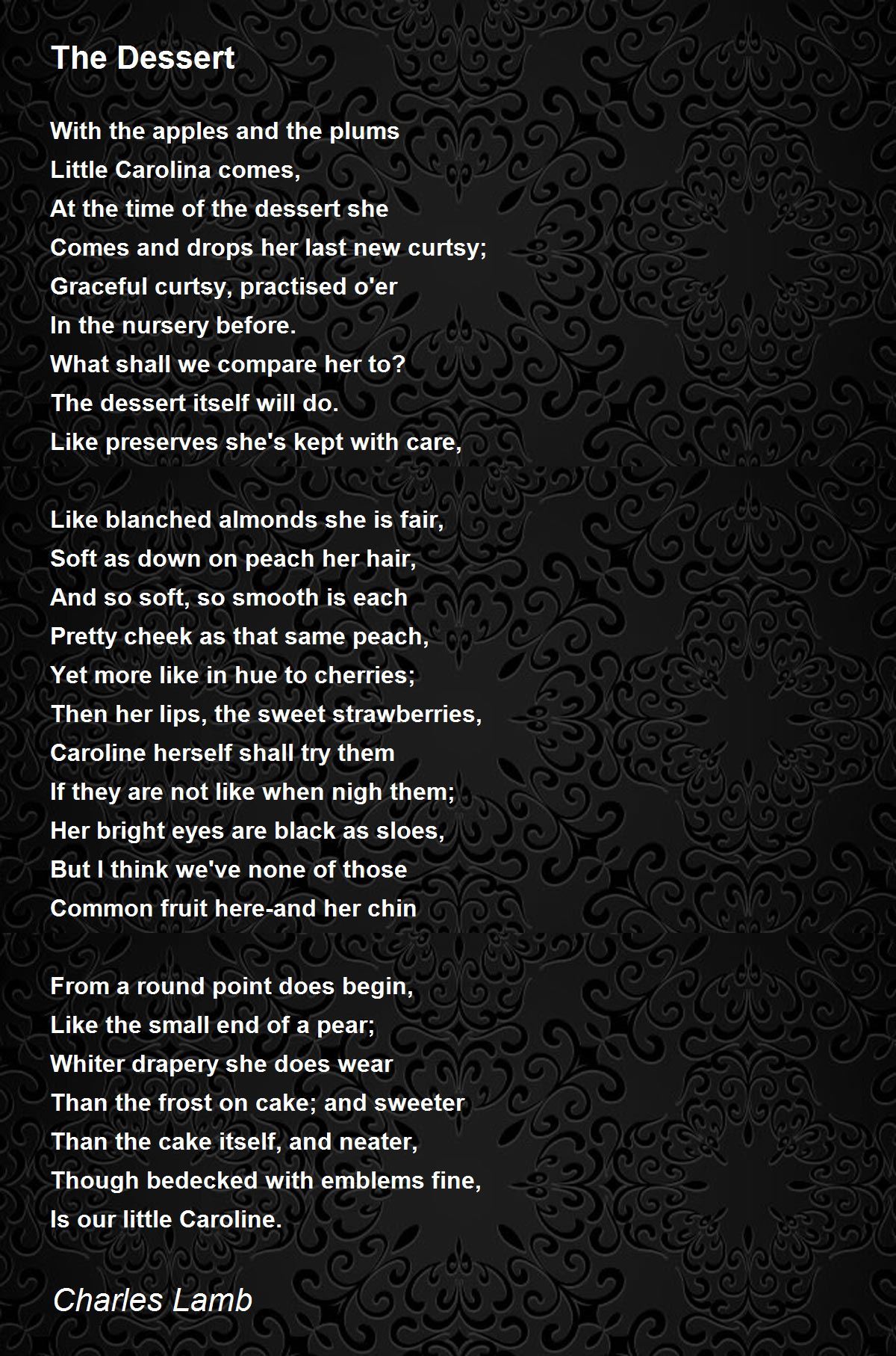 The Dessert Poem by Charles Lamb - Poem Hunter