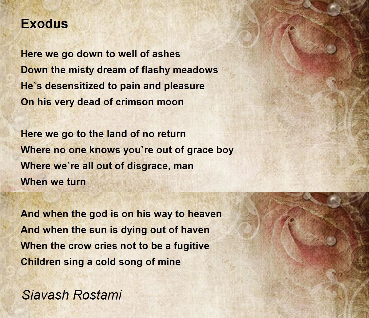 Exodus Exodus Poem by Siavash Rostami