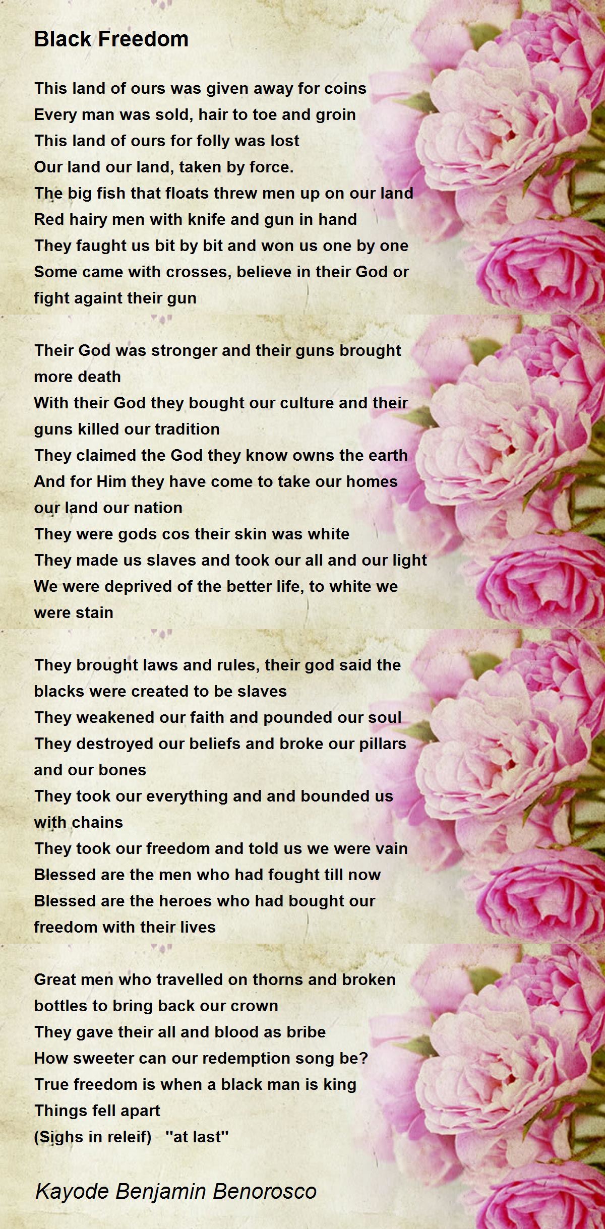 Black Freedom Poem by Kayode Benjamin Benorosco - Poem Hunter
